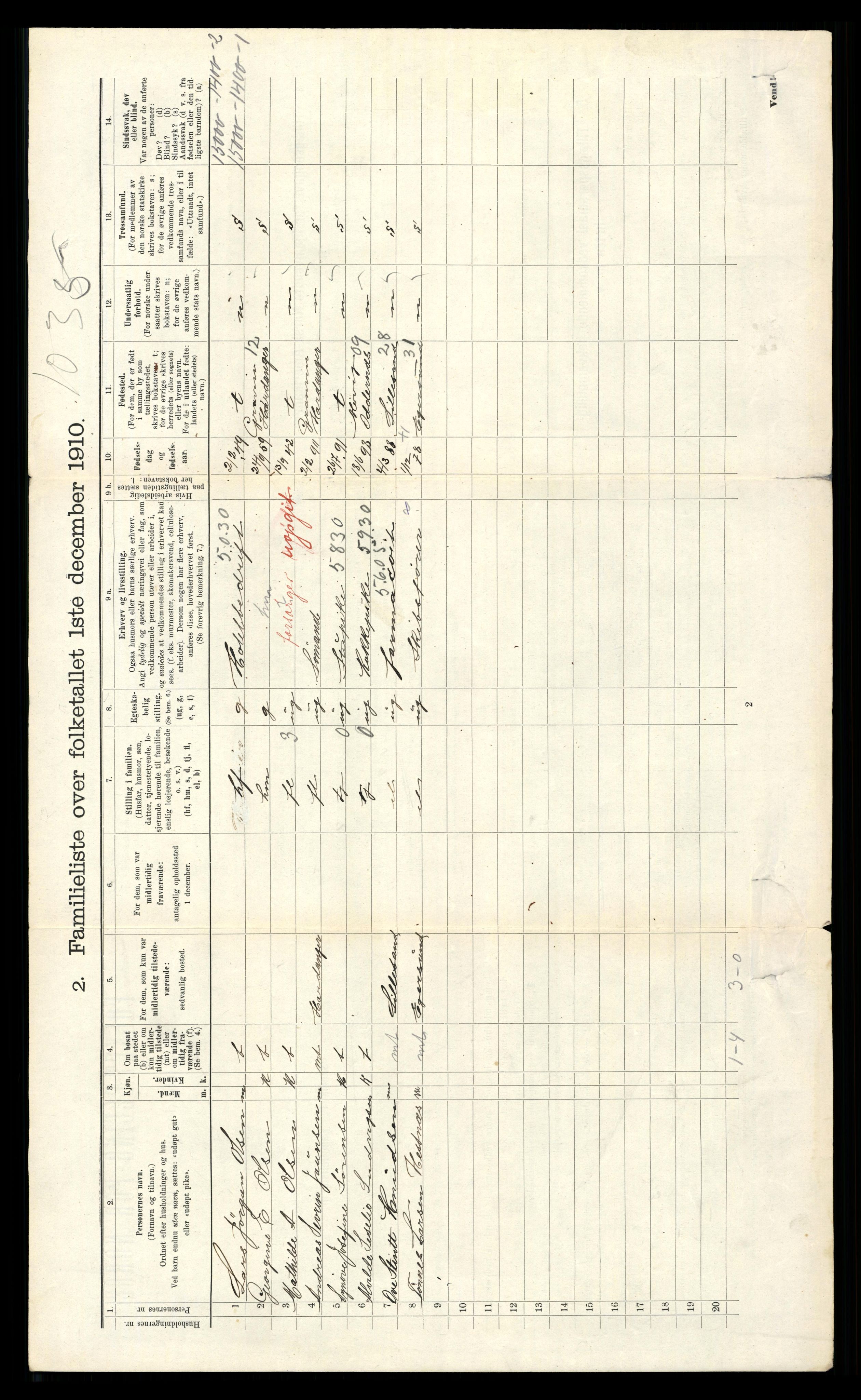 RA, 1910 census for Kristiansand, 1910, p. 989