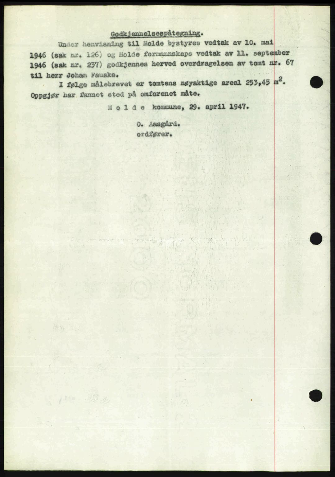 Romsdal sorenskriveri, SAT/A-4149/1/2/2C: Mortgage book no. A24, 1947-1947, Diary no: : 2542/1947