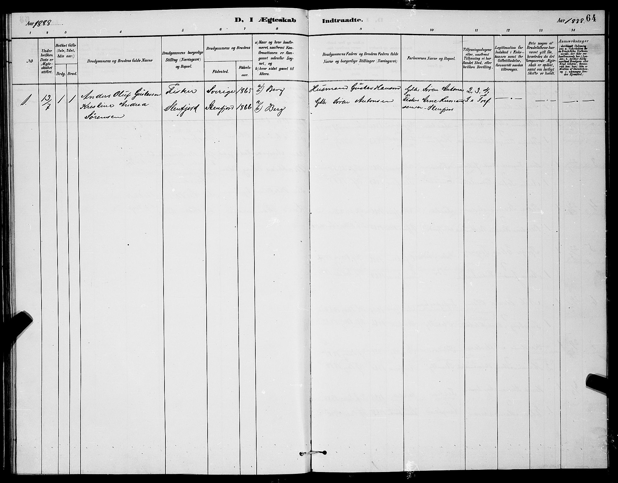 Berg sokneprestkontor, AV/SATØ-S-1318/G/Ga/Gab/L0004klokker: Parish register (copy) no. 4, 1887-1897, p. 64