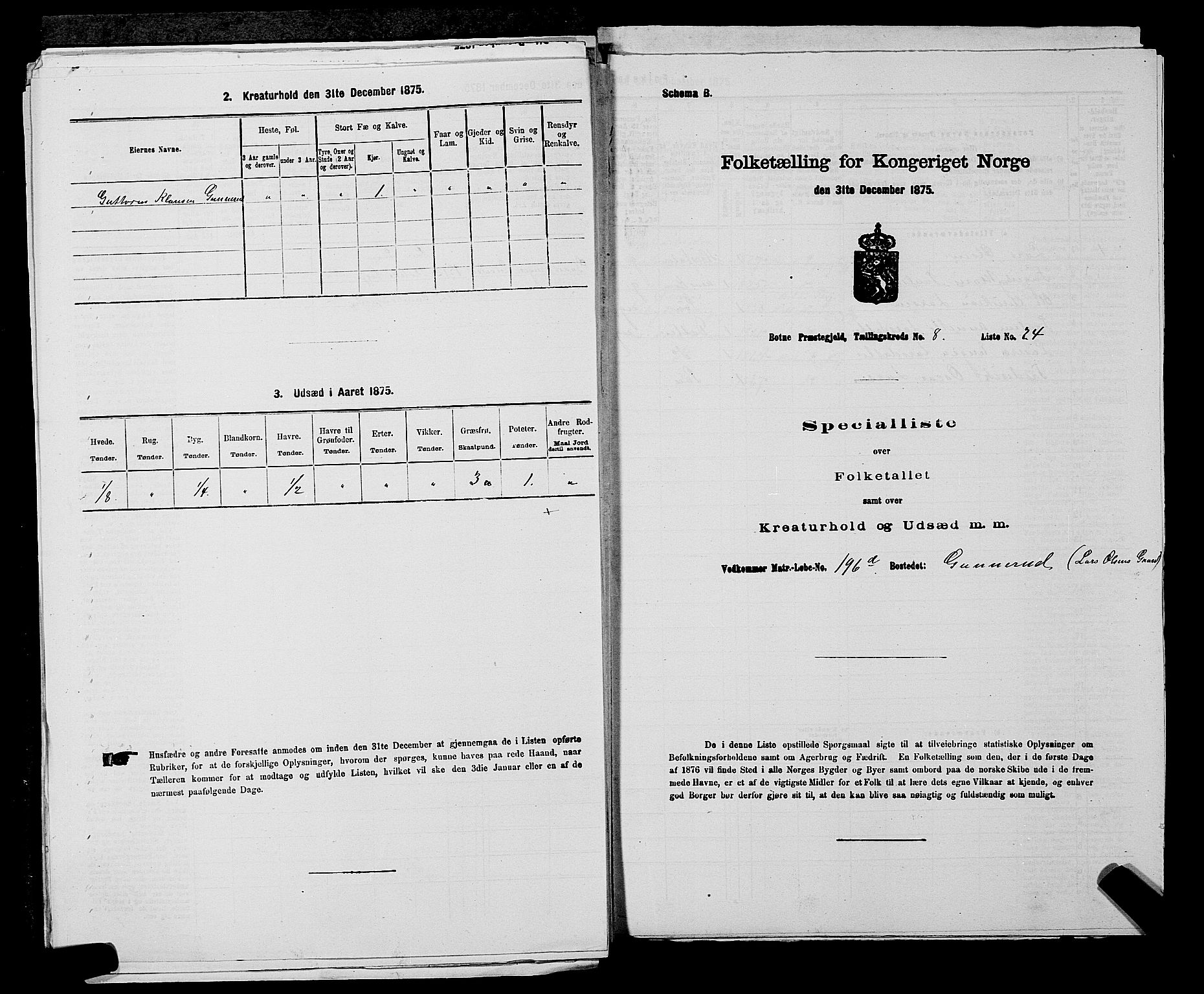 SAKO, 1875 census for 0715P Botne, 1875, p. 683