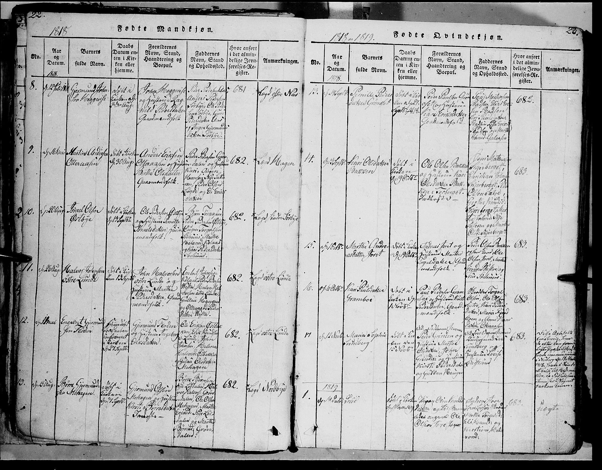 Trysil prestekontor, SAH/PREST-046/H/Ha/Haa/L0003: Parish register (official) no. 3 /1, 1814-1841, p. 22-23