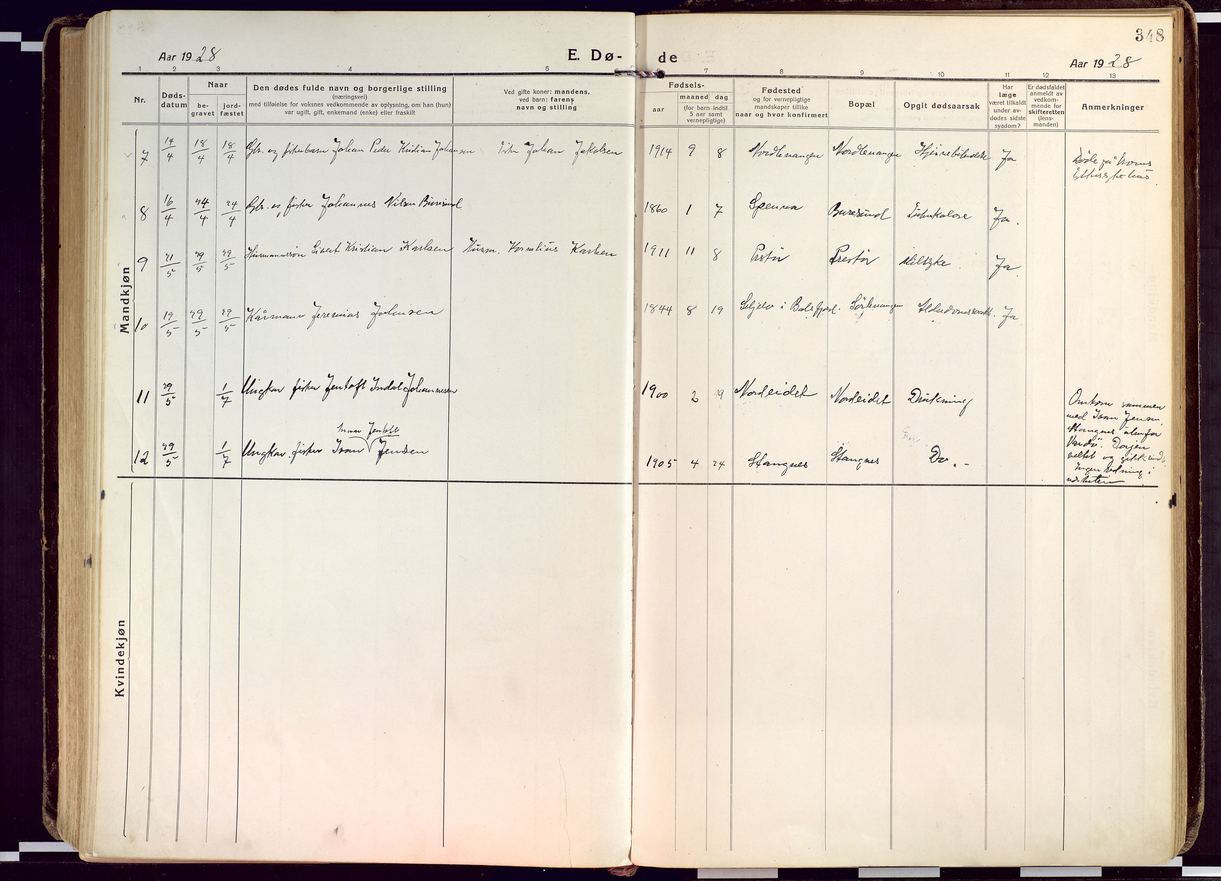 Karlsøy sokneprestembete, AV/SATØ-S-1299/H/Ha/Haa/L0015kirke: Parish register (official) no. 15, 1918-1929, p. 348