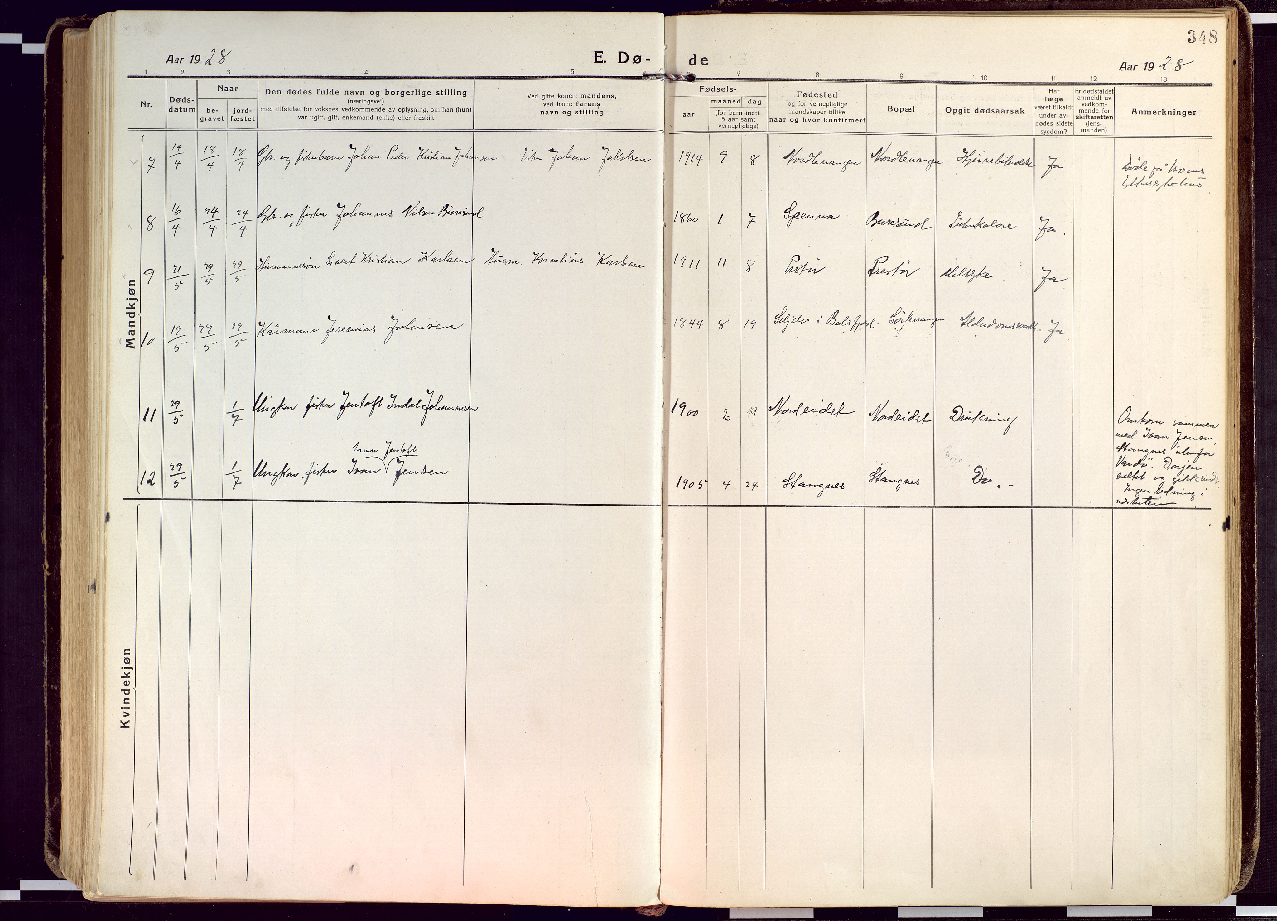 Karlsøy sokneprestembete, SATØ/S-1299/H/Ha/Haa/L0015kirke: Parish register (official) no. 15, 1918-1929, p. 348