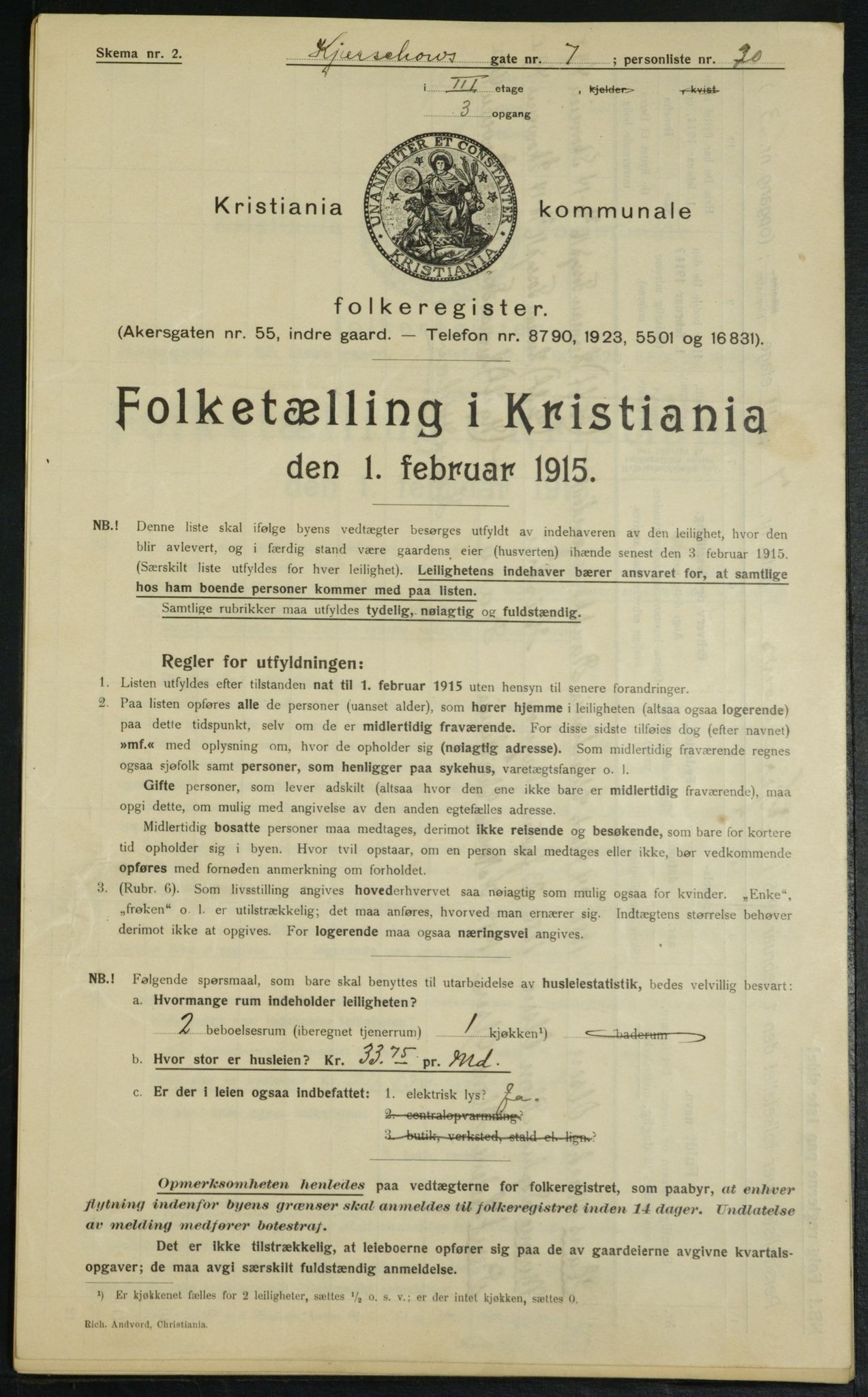 OBA, Municipal Census 1915 for Kristiania, 1915, p. 48994