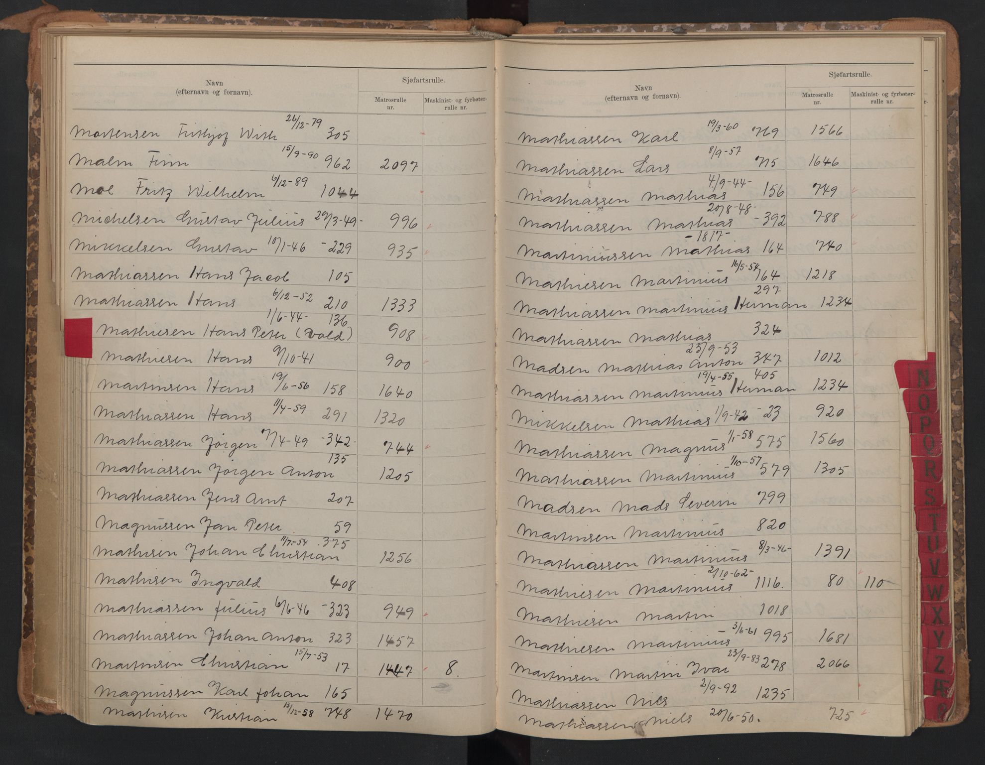 Horten innrulleringskontor, SAKO/A-785/G/Ga/L0002: Register for sjøfartsrulle, 1860-1948, p. 87