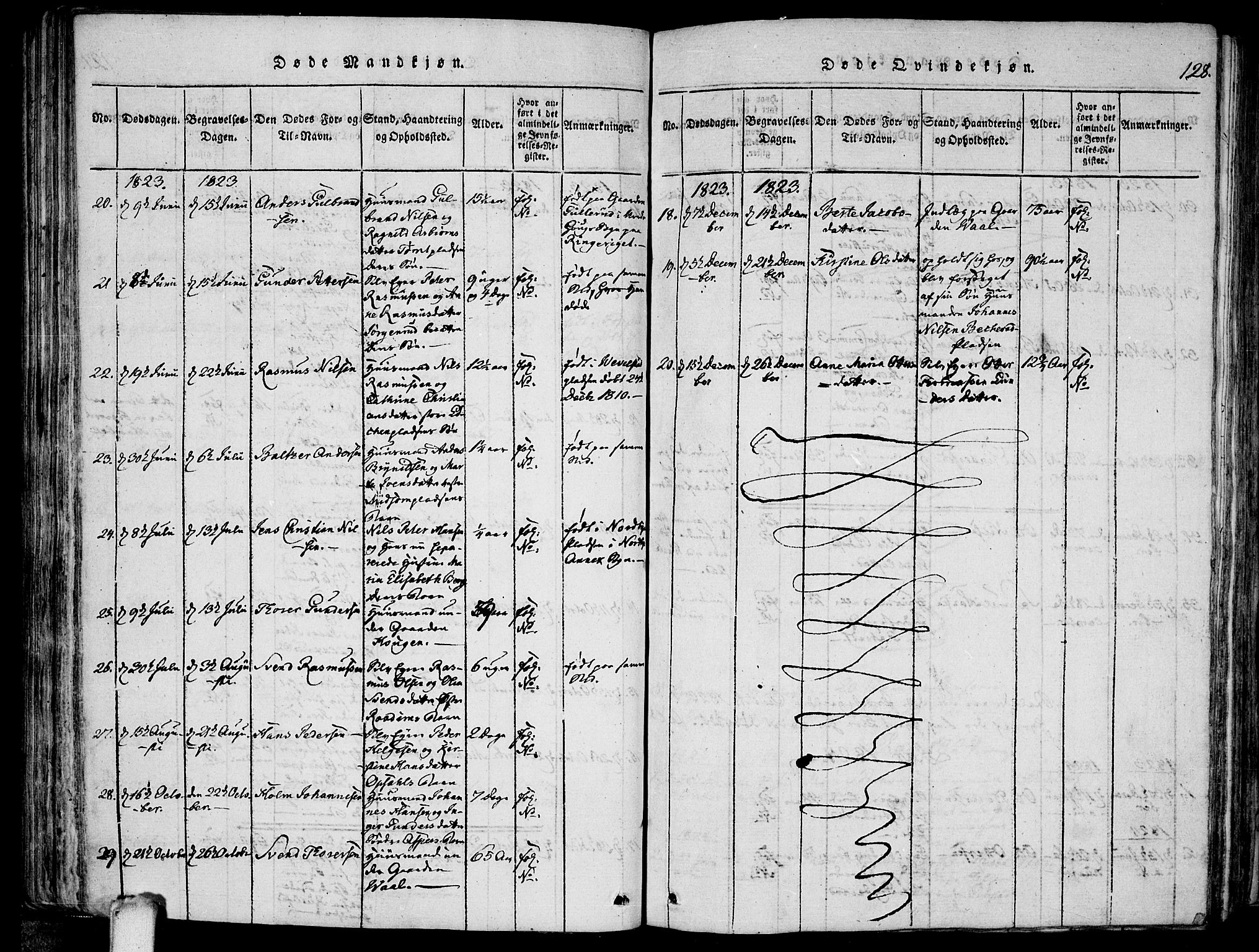 Kråkstad prestekontor Kirkebøker, SAO/A-10125a/F/Fa/L0003: Parish register (official) no. I 3, 1813-1824, p. 128