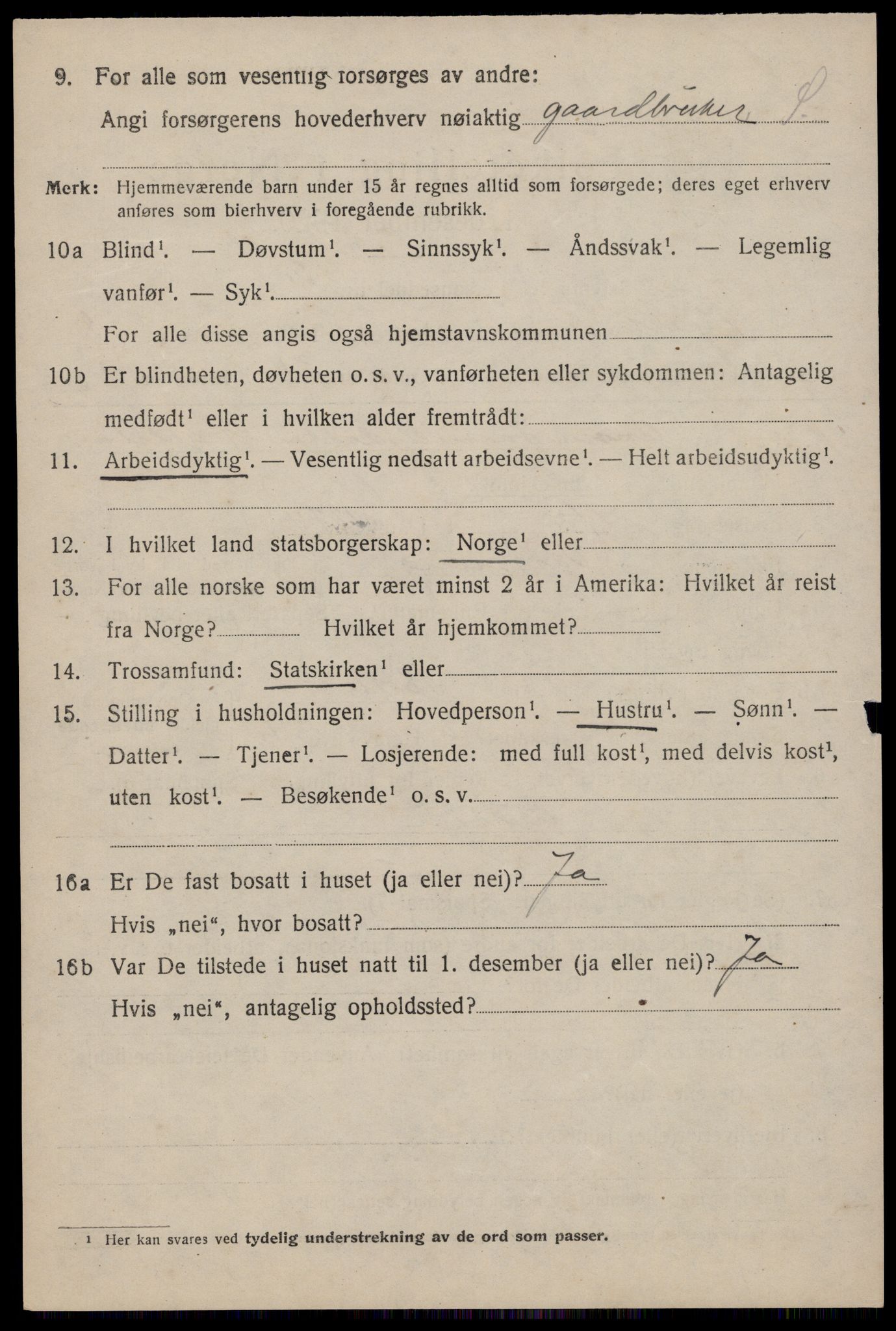 SAST, 1920 census for Bjerkreim, 1920, p. 2587