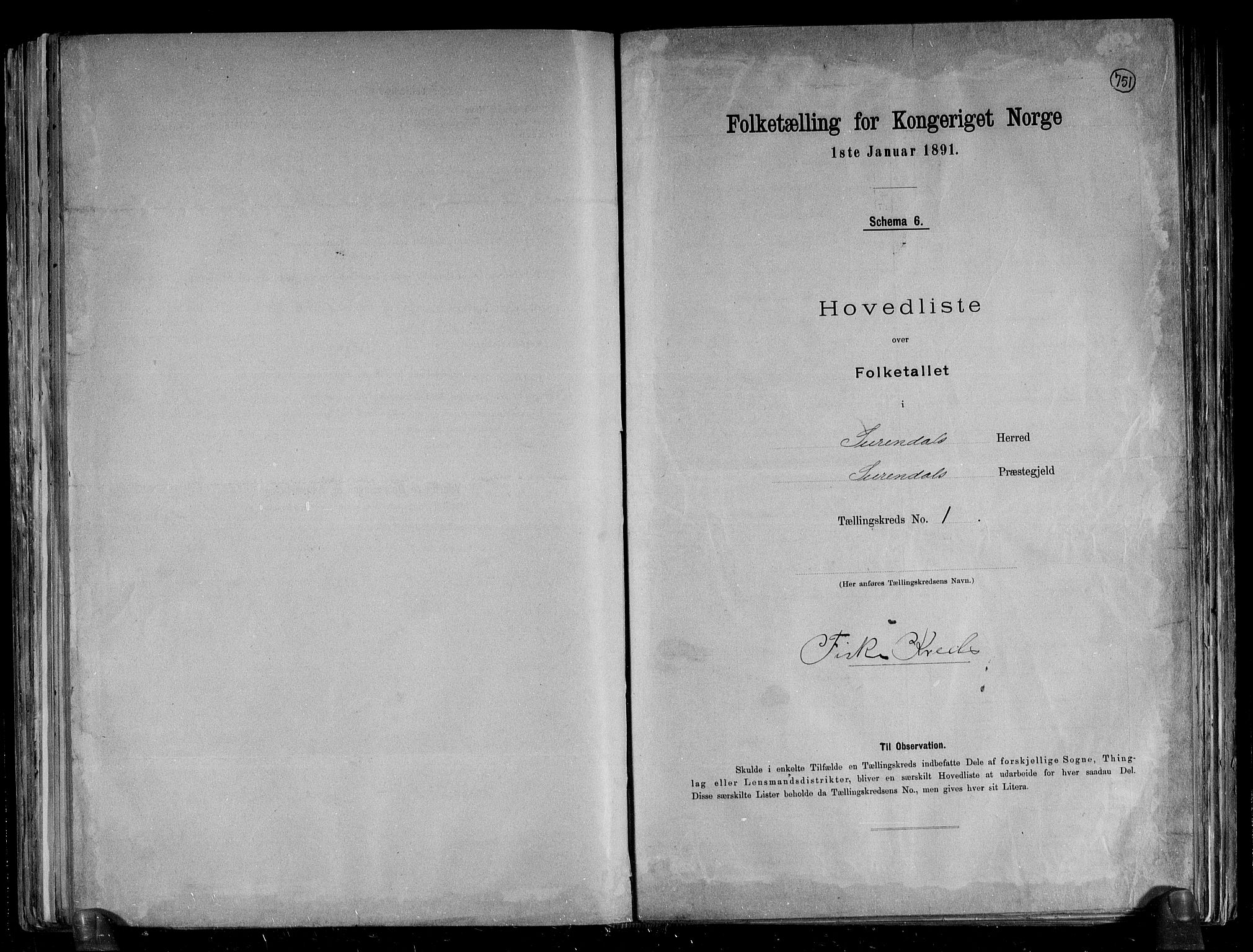 RA, 1891 census for 1566 Surnadal, 1891, p. 4