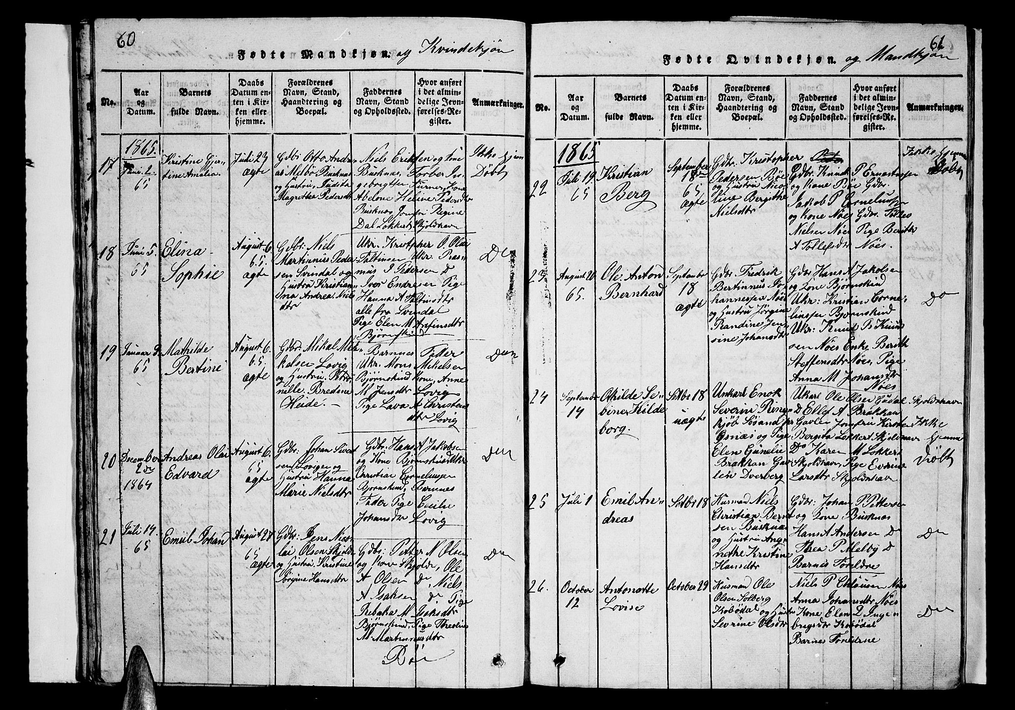 Ministerialprotokoller, klokkerbøker og fødselsregistre - Nordland, SAT/A-1459/899/L1446: Parish register (copy) no. 899C01, 1820-1868, p. 60-61