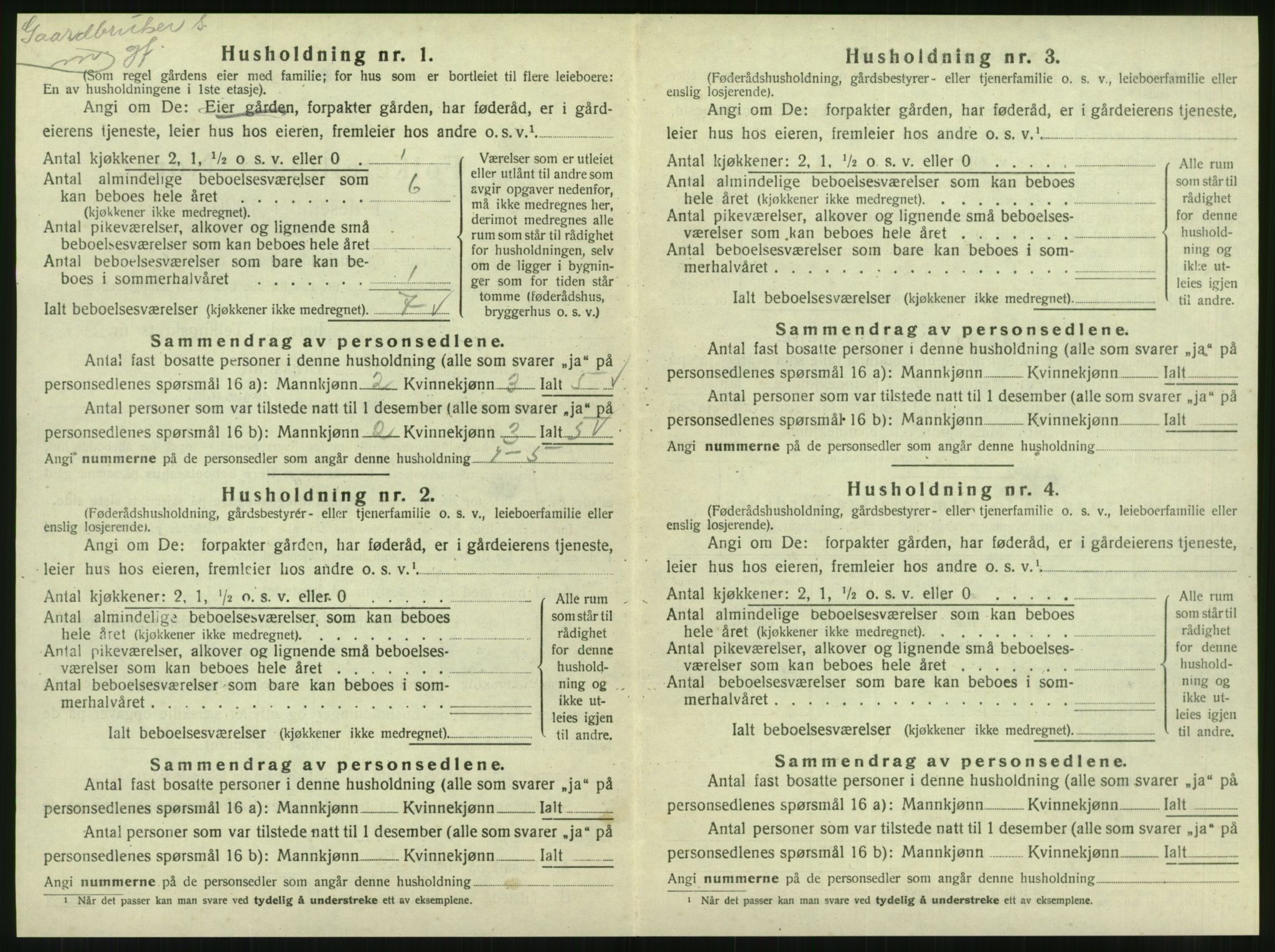 SAT, 1920 census for Velfjord, 1920, p. 312