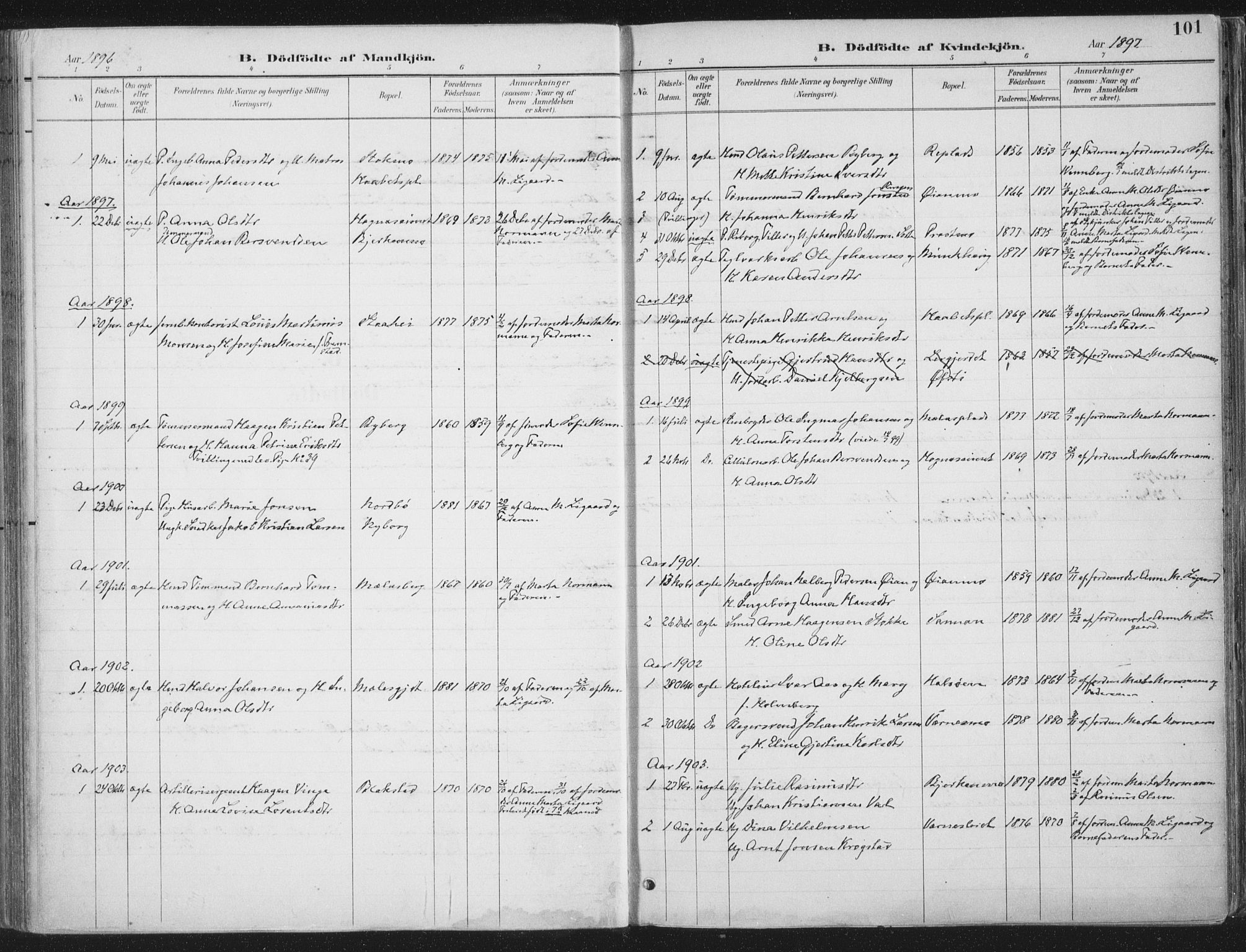 Ministerialprotokoller, klokkerbøker og fødselsregistre - Nord-Trøndelag, AV/SAT-A-1458/709/L0082: Parish register (official) no. 709A22, 1896-1916, p. 101