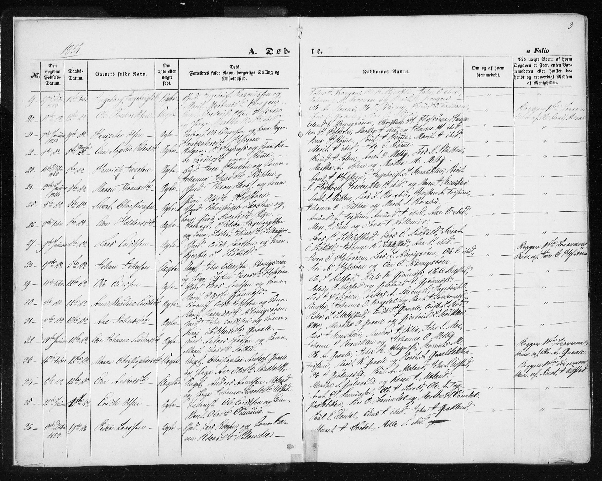 Ministerialprotokoller, klokkerbøker og fødselsregistre - Sør-Trøndelag, SAT/A-1456/668/L0806: Parish register (official) no. 668A06, 1854-1869, p. 3