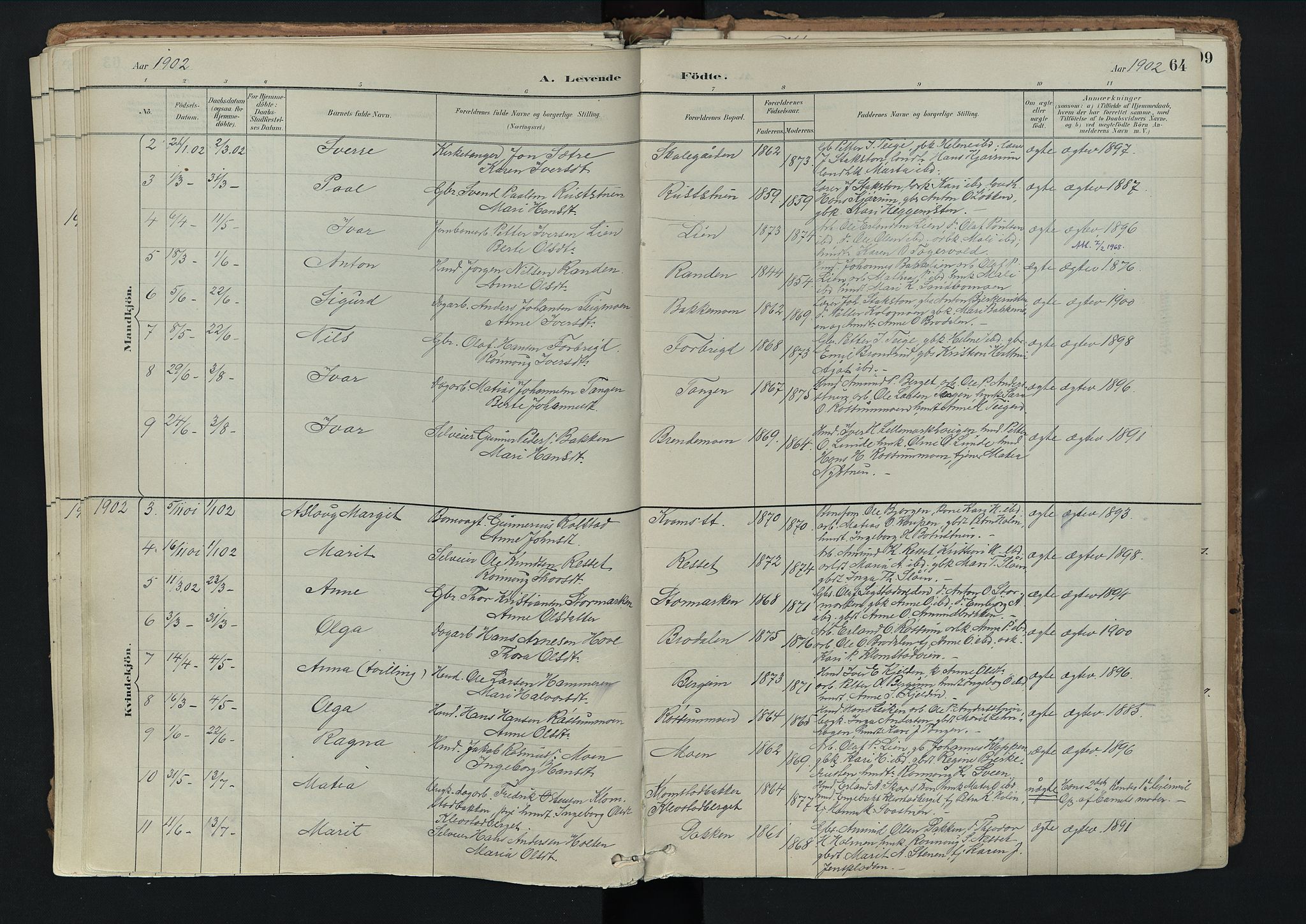 Nord-Fron prestekontor, SAH/PREST-080/H/Ha/Haa/L0003: Parish register (official) no. 3, 1884-1914, p. 64