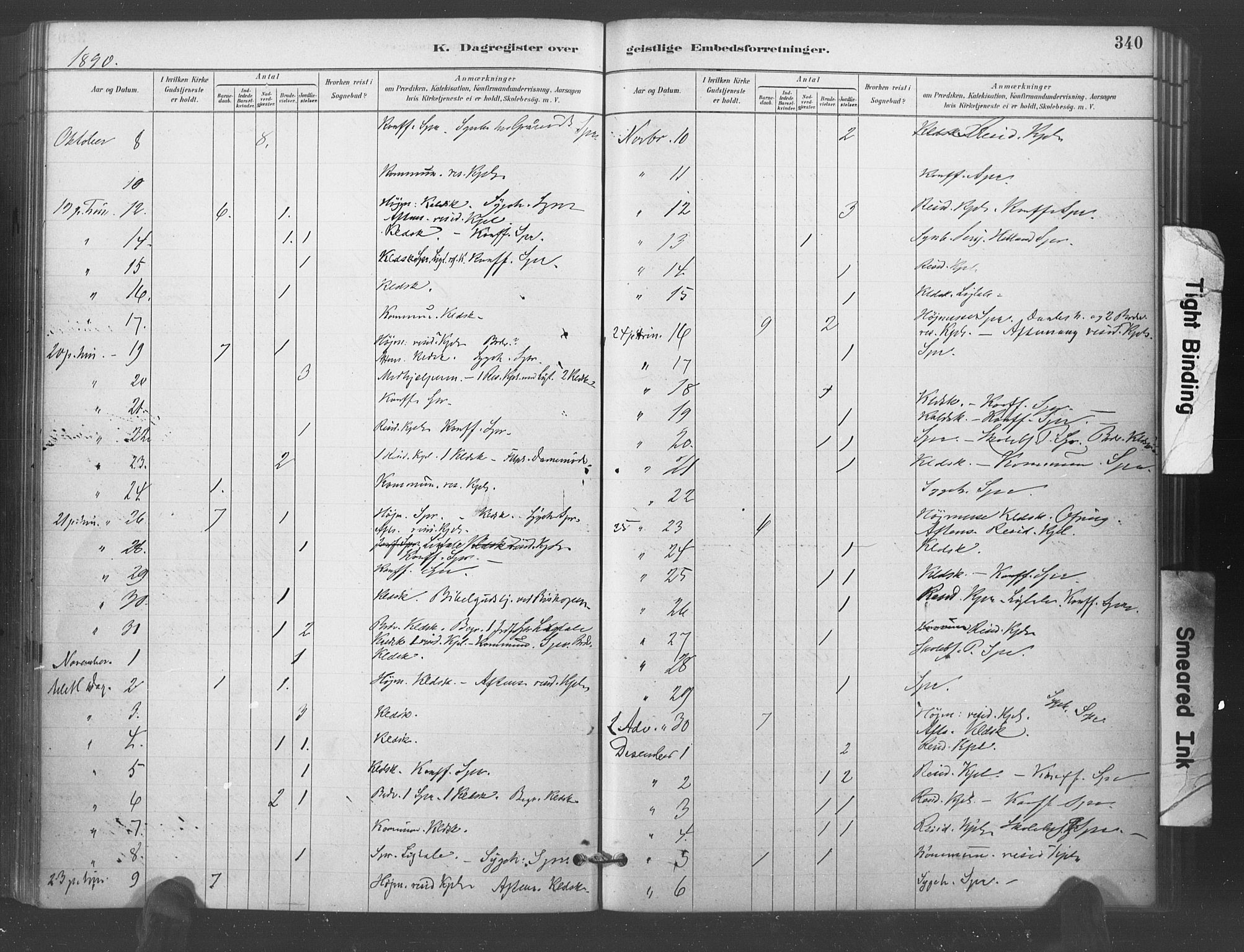 Kristiansand domprosti, AV/SAK-1112-0006/F/Fa/L0018: Parish register (official) no. A 17, 1880-1892, p. 340