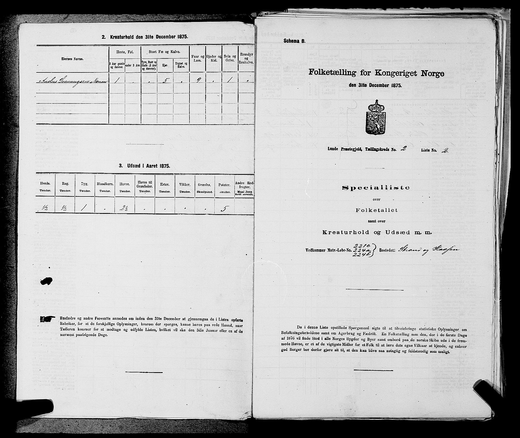 SAKO, 1875 census for 0820P Lunde, 1875, p. 159