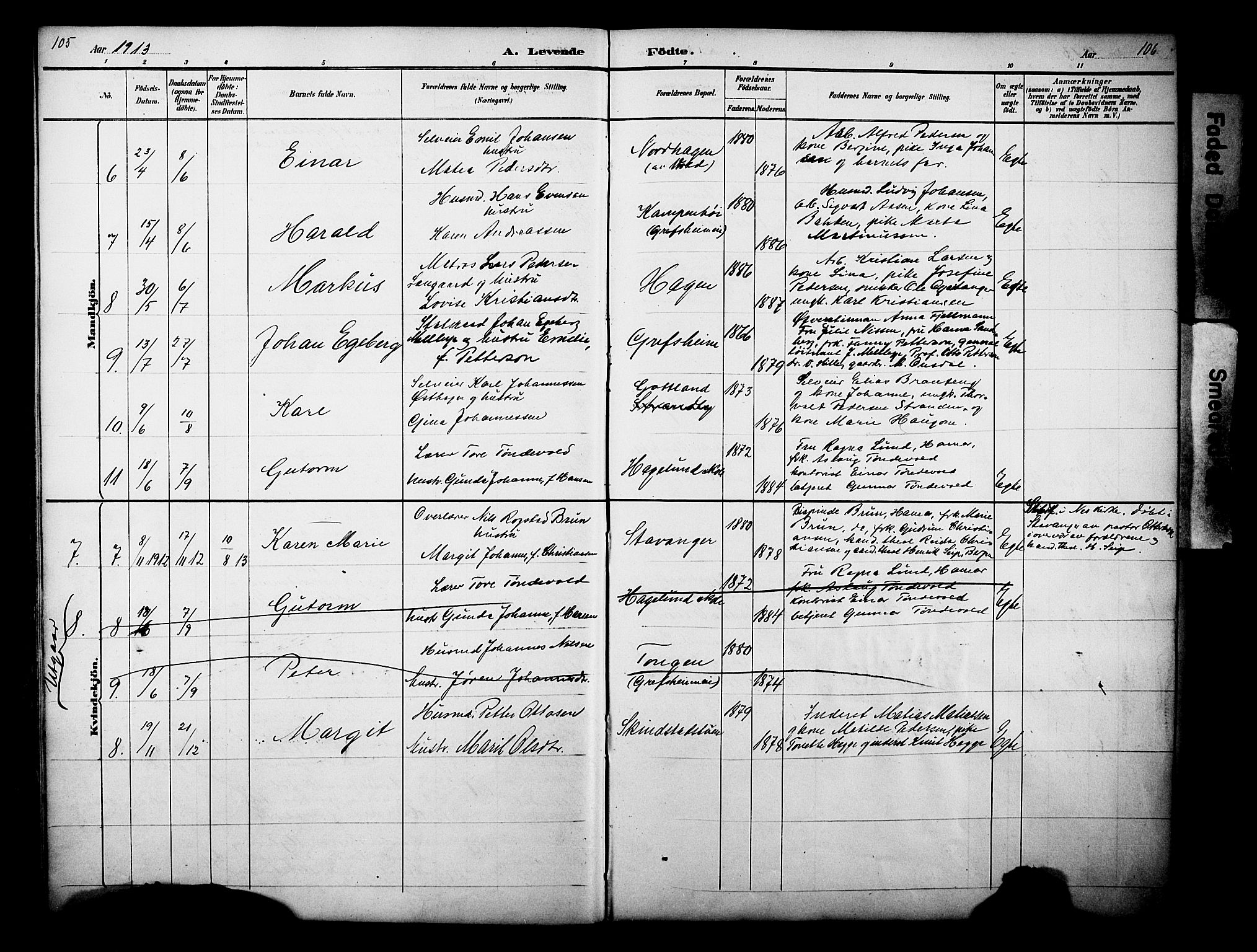 Nes prestekontor, Hedmark, AV/SAH-PREST-020/L/La/L0006: Parish register (copy) no. 6, 1890-1932, p. 105-106