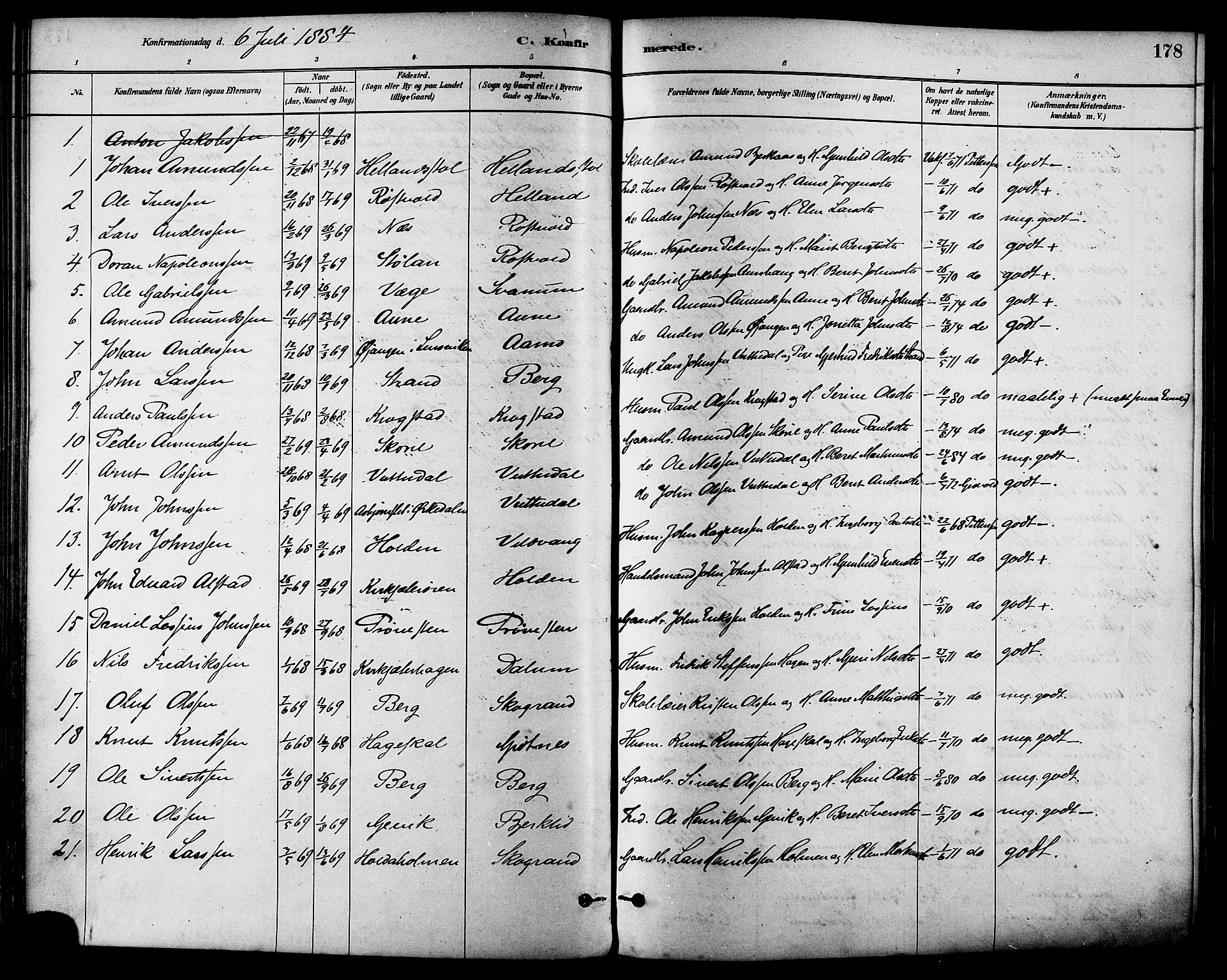 Ministerialprotokoller, klokkerbøker og fødselsregistre - Sør-Trøndelag, SAT/A-1456/630/L0496: Parish register (official) no. 630A09, 1879-1895, p. 178