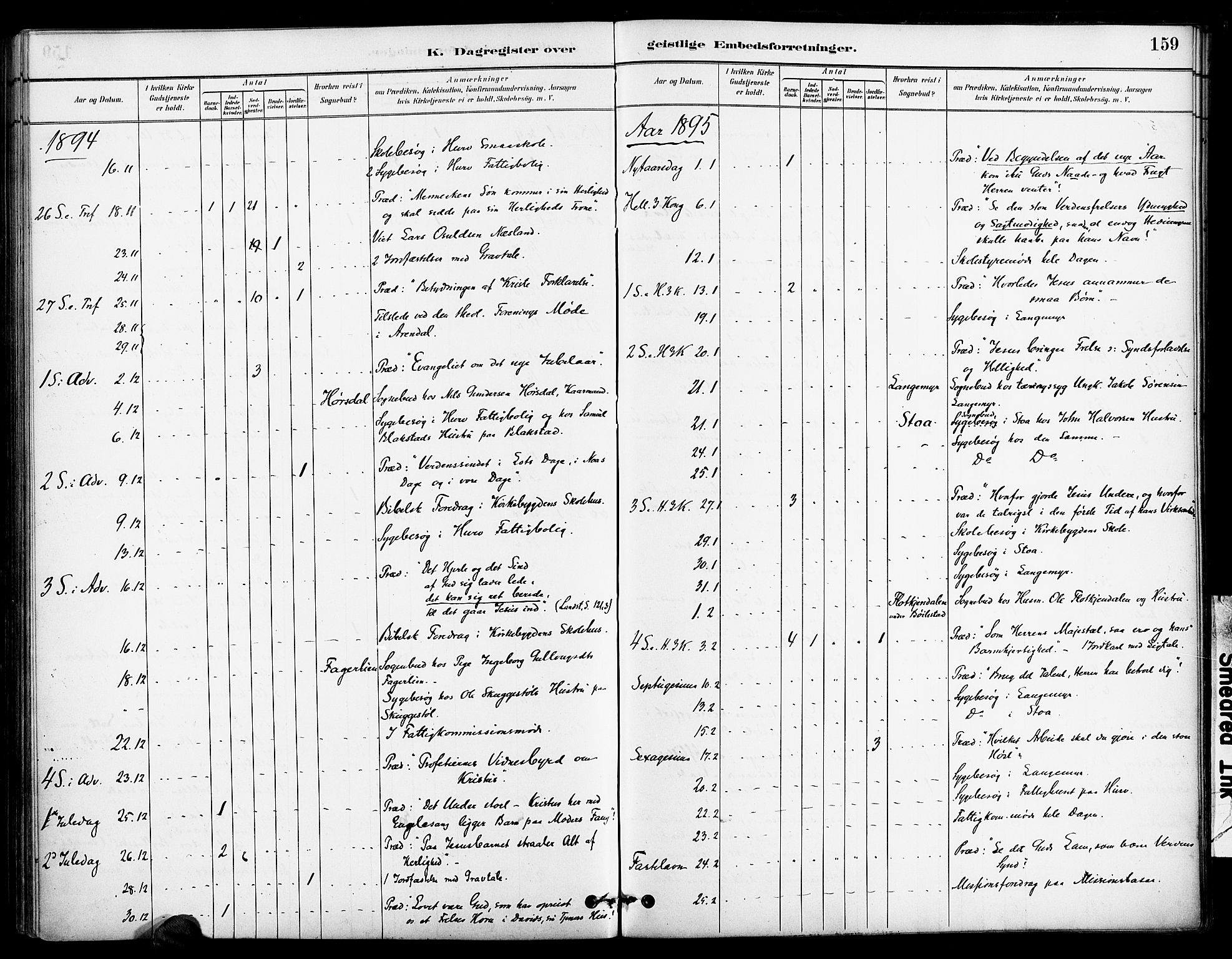 Froland sokneprestkontor, SAK/1111-0013/F/Fa/L0004: Parish register (official) no. A 4, 1882-1906, p. 159