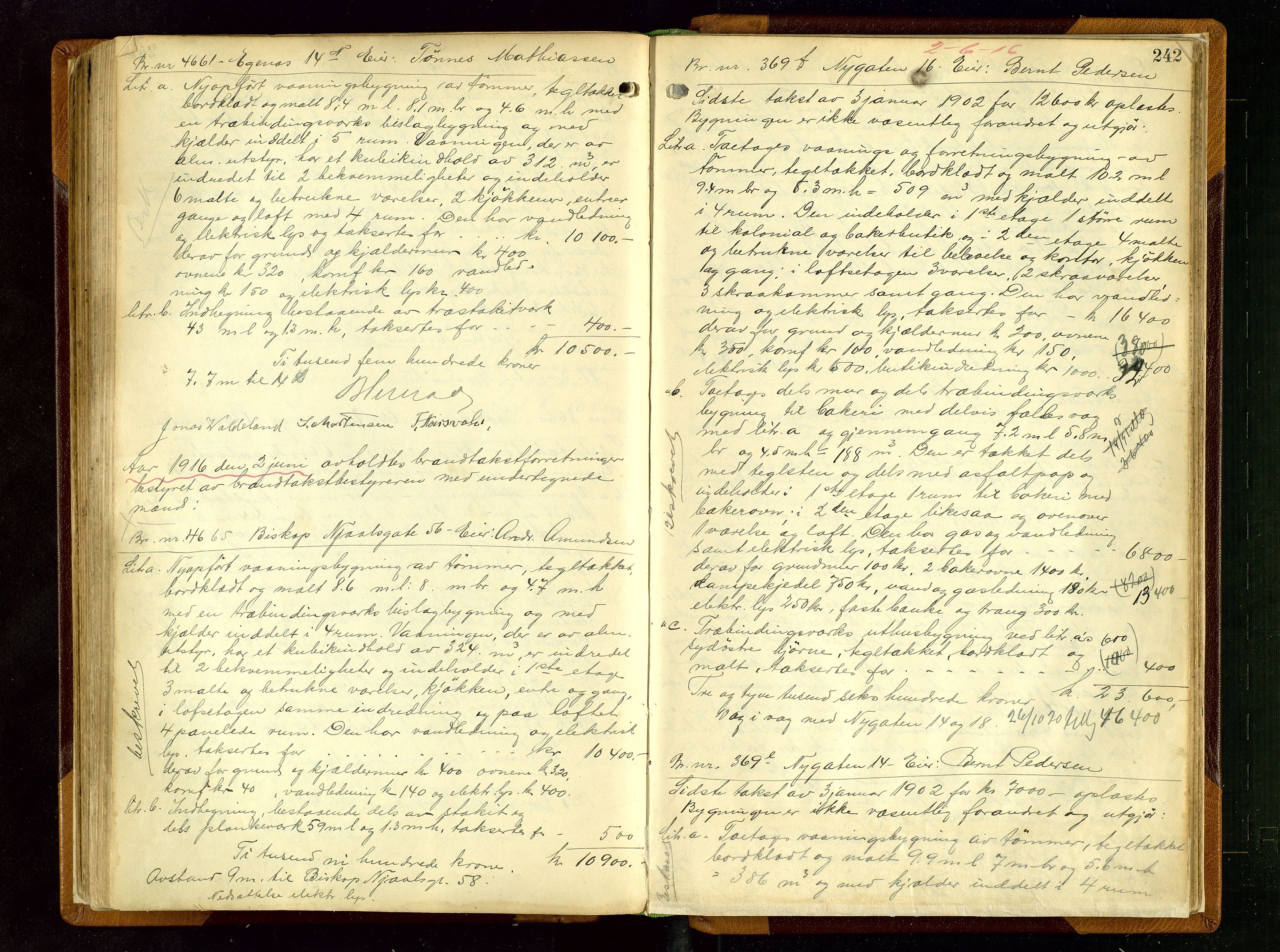 Norges Brannkasse Stavanger, AV/SAST-A-102143/F/Fd/L0012: Branntaksprotokoll nr. 23, 1913-1916, p. 241b-242a