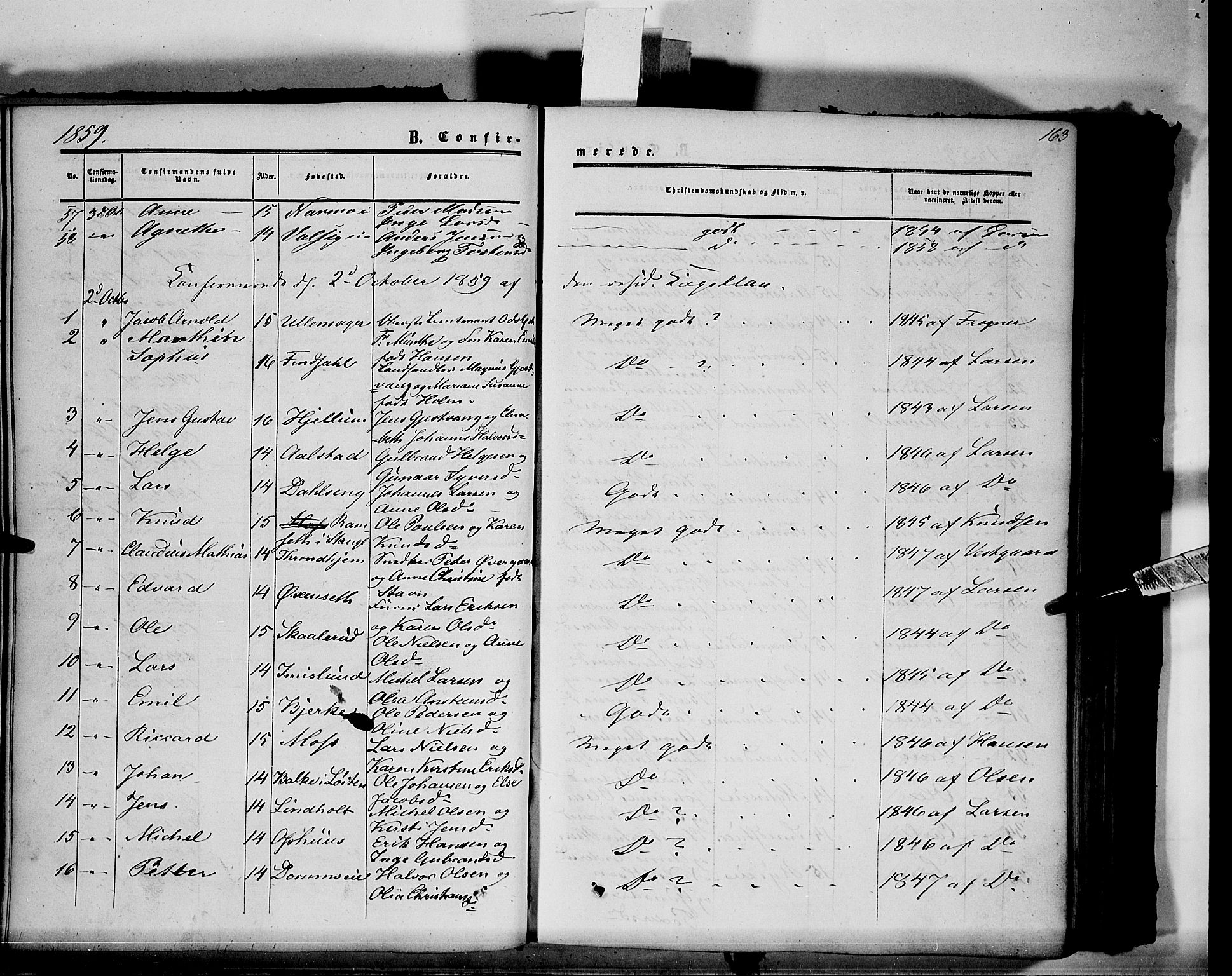 Vang prestekontor, Hedmark, SAH/PREST-008/H/Ha/Haa/L0012: Parish register (official) no. 12, 1855-1870, p. 163