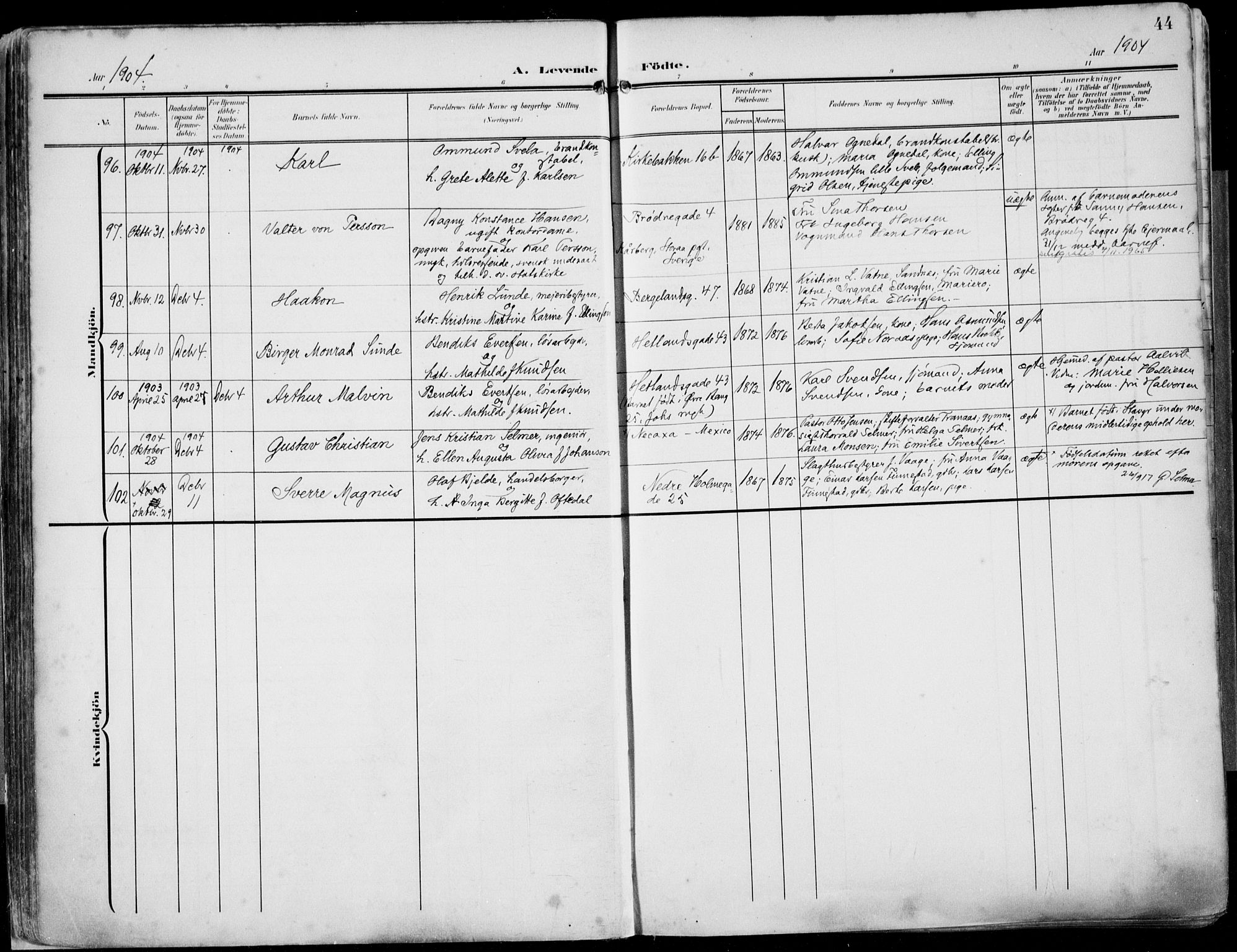 St. Petri sokneprestkontor, SAST/A-101813/002/A/L0005: Parish register (official) no. A 23, 1902-1918, p. 44