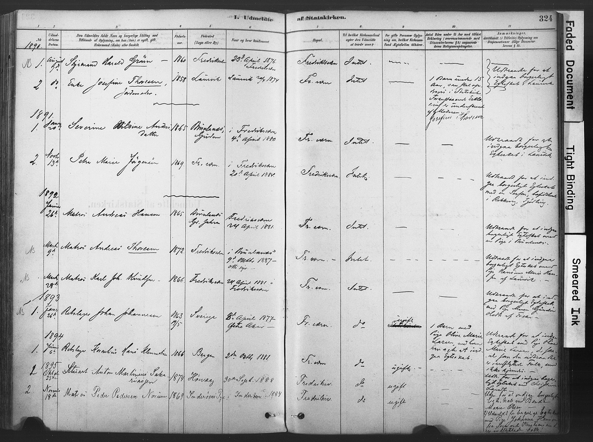 Stavern kirkebøker, SAKO/A-318/F/Fa/L0008: Parish register (official) no. 8, 1878-1905, p. 324