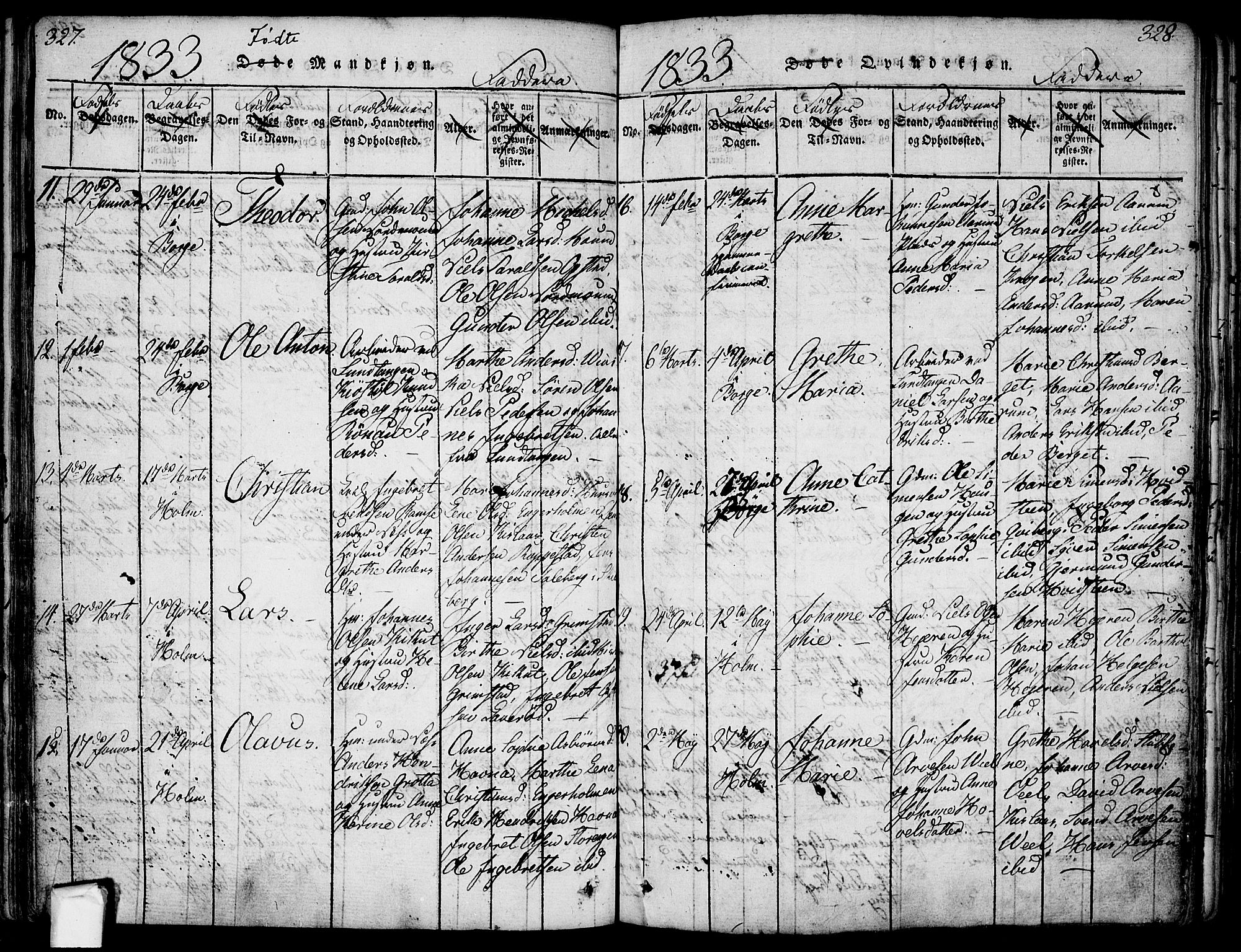 Borge prestekontor Kirkebøker, AV/SAO-A-10903/F/Fa/L0003: Parish register (official) no. I 3, 1815-1836, p. 327-328