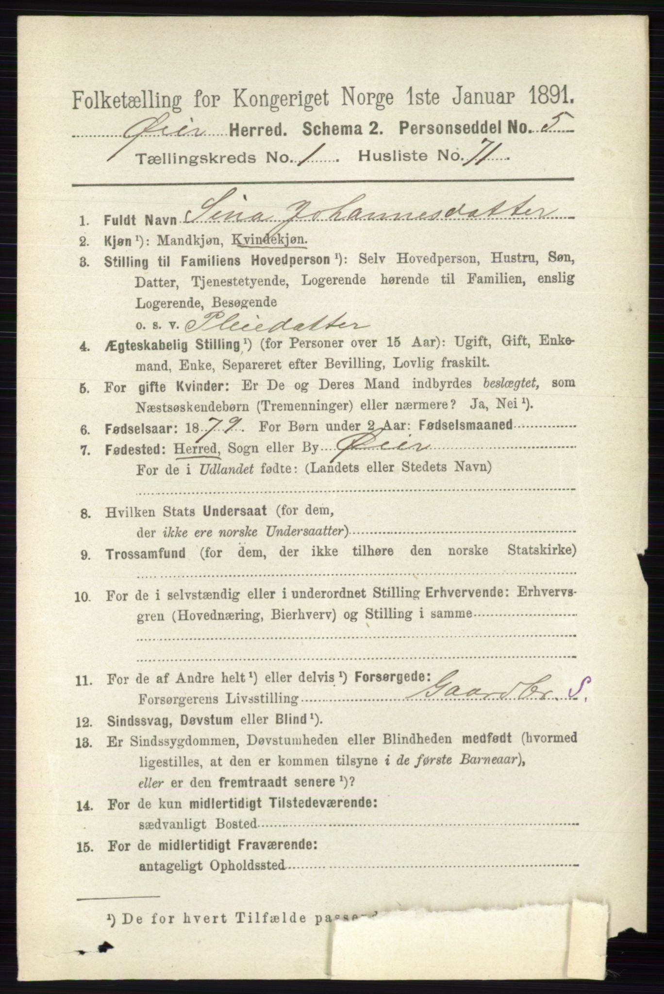 RA, 1891 census for 0521 Øyer, 1891, p. 451