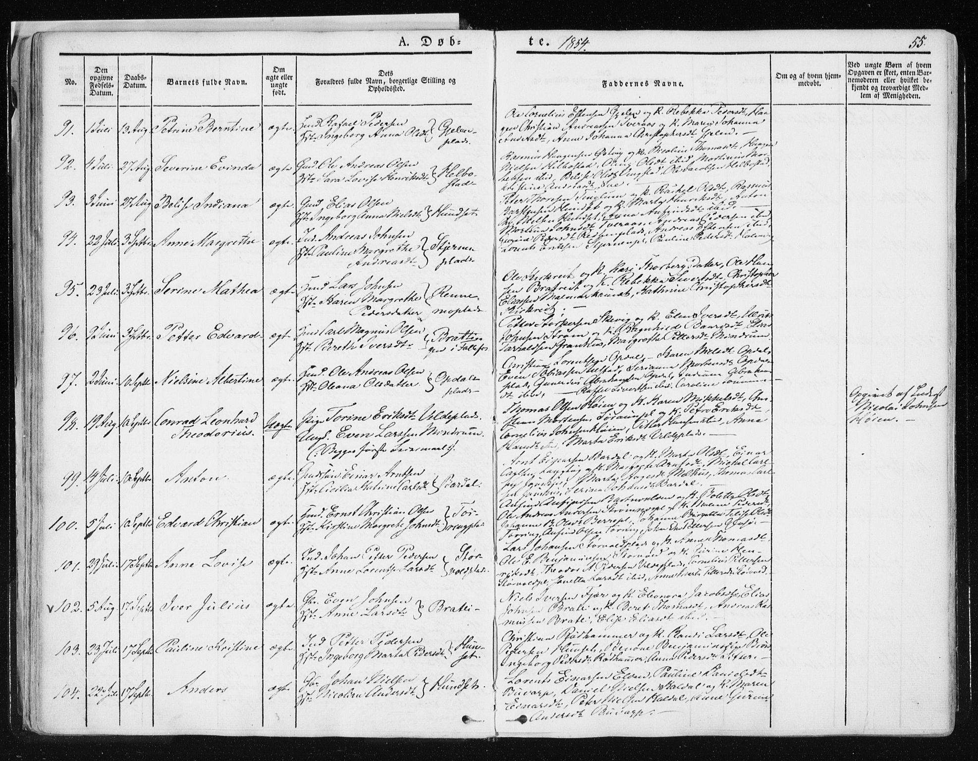 Ministerialprotokoller, klokkerbøker og fødselsregistre - Nord-Trøndelag, AV/SAT-A-1458/741/L0393: Parish register (official) no. 741A07, 1849-1863, p. 55