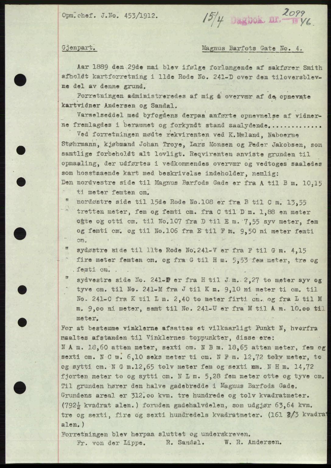 Byfogd og Byskriver i Bergen, SAB/A-3401/03/03Bc/L0022: Mortgage book no. A18, 1946-1946, Diary no: : 2099/1946