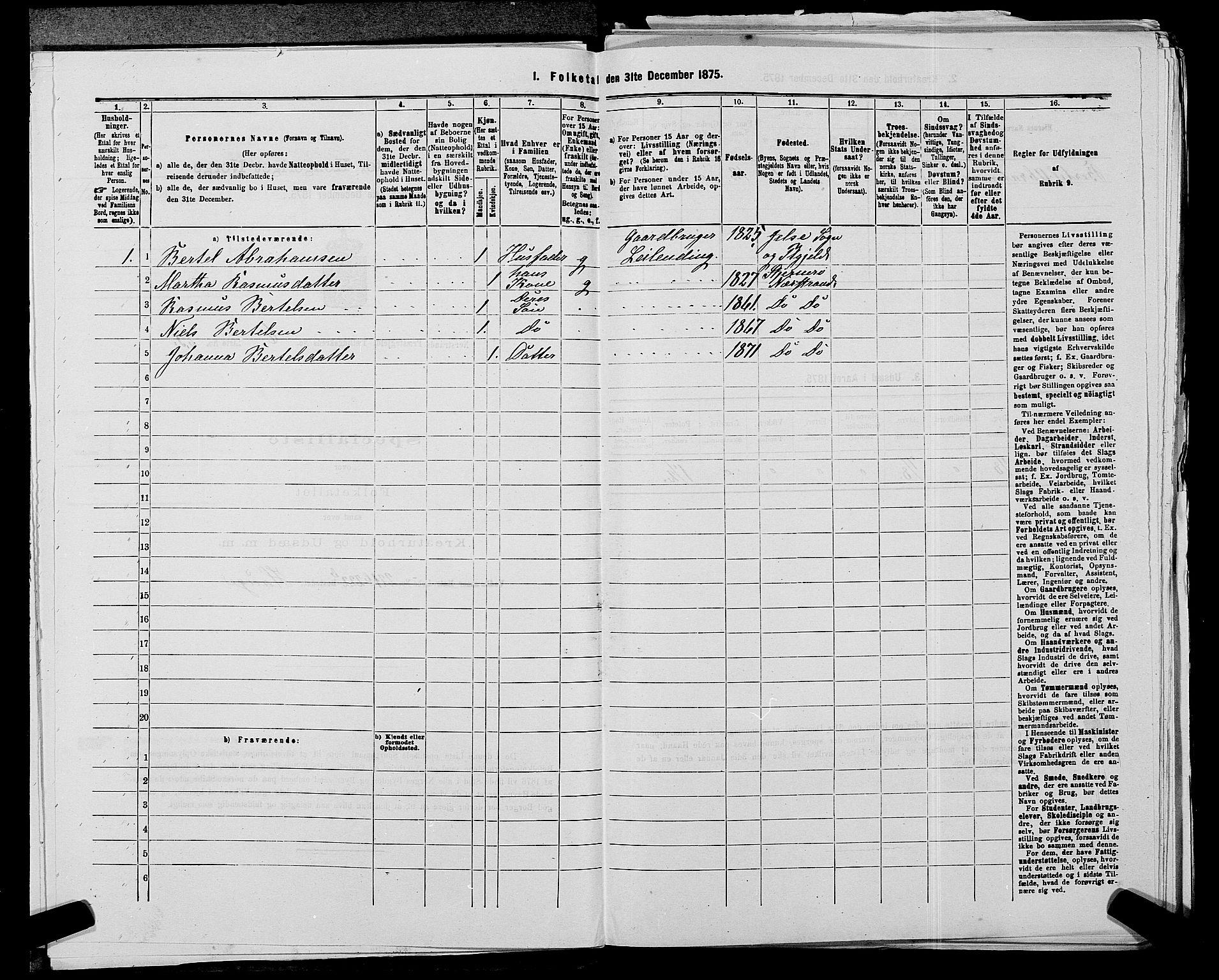 SAST, 1875 census for 1139P Nedstrand, 1875, p. 689