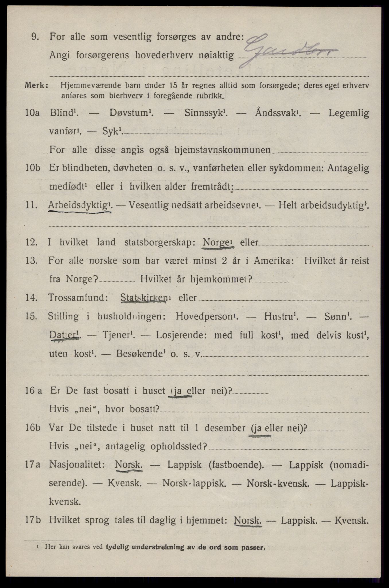 SAT, 1920 census for Buksnes, 1920, p. 5754