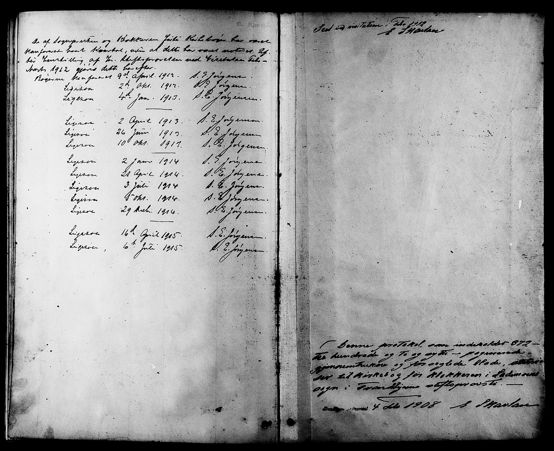 Ministerialprotokoller, klokkerbøker og fødselsregistre - Sør-Trøndelag, SAT/A-1456/605/L0254: Parish register (copy) no. 605C01, 1908-1916