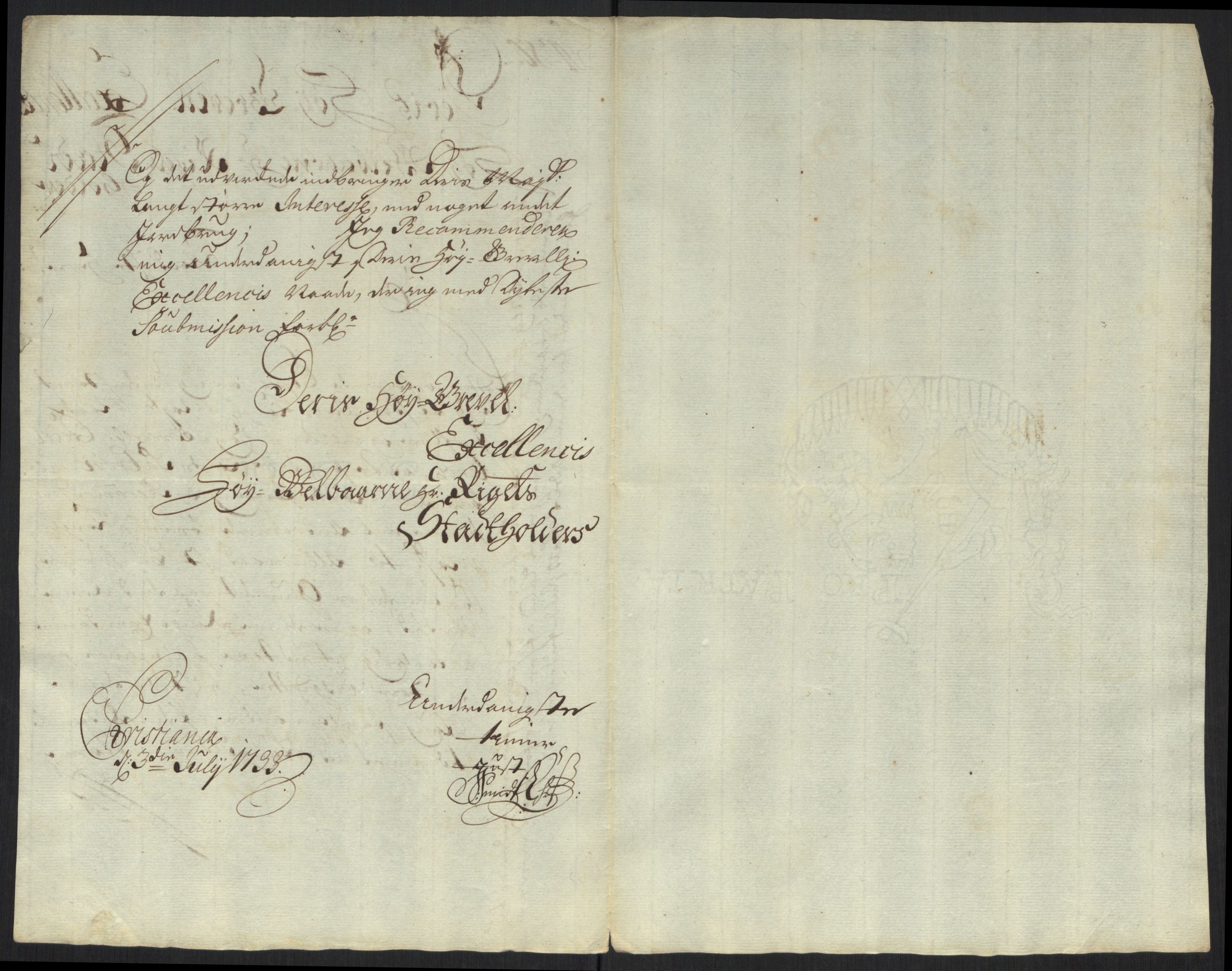 Stattholderembetet 1572-1771, AV/RA-EA-2870/Ef/L0107: Brev fra embetsmenn og andre, 1733-1734, p. 118