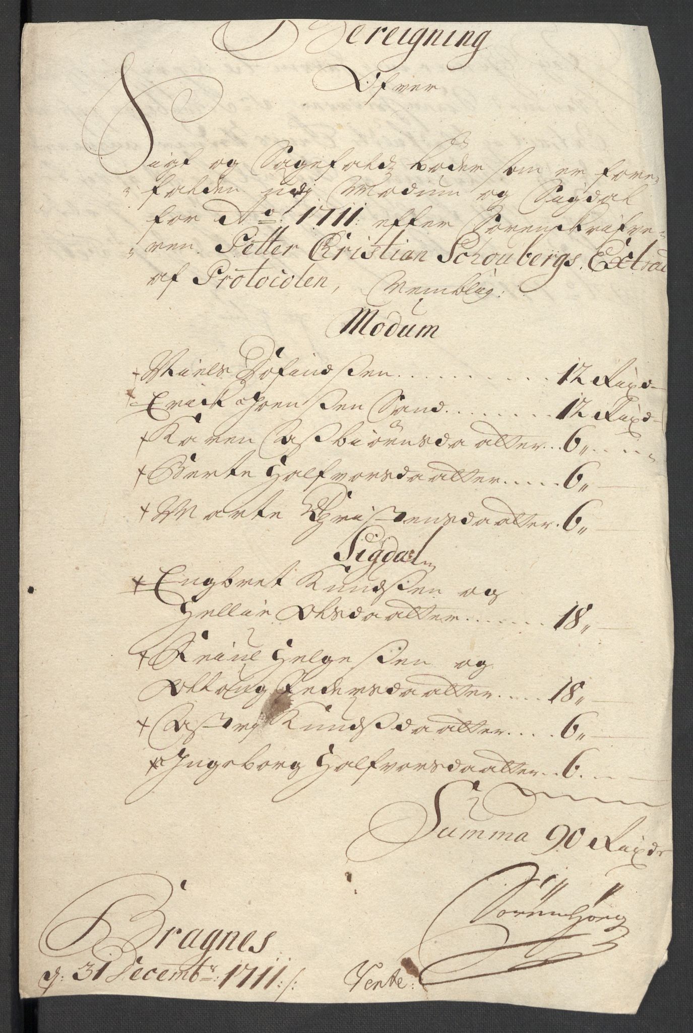 Rentekammeret inntil 1814, Reviderte regnskaper, Fogderegnskap, AV/RA-EA-4092/R31/L1705: Fogderegnskap Hurum, Røyken, Eiker, Lier og Buskerud, 1711, p. 35