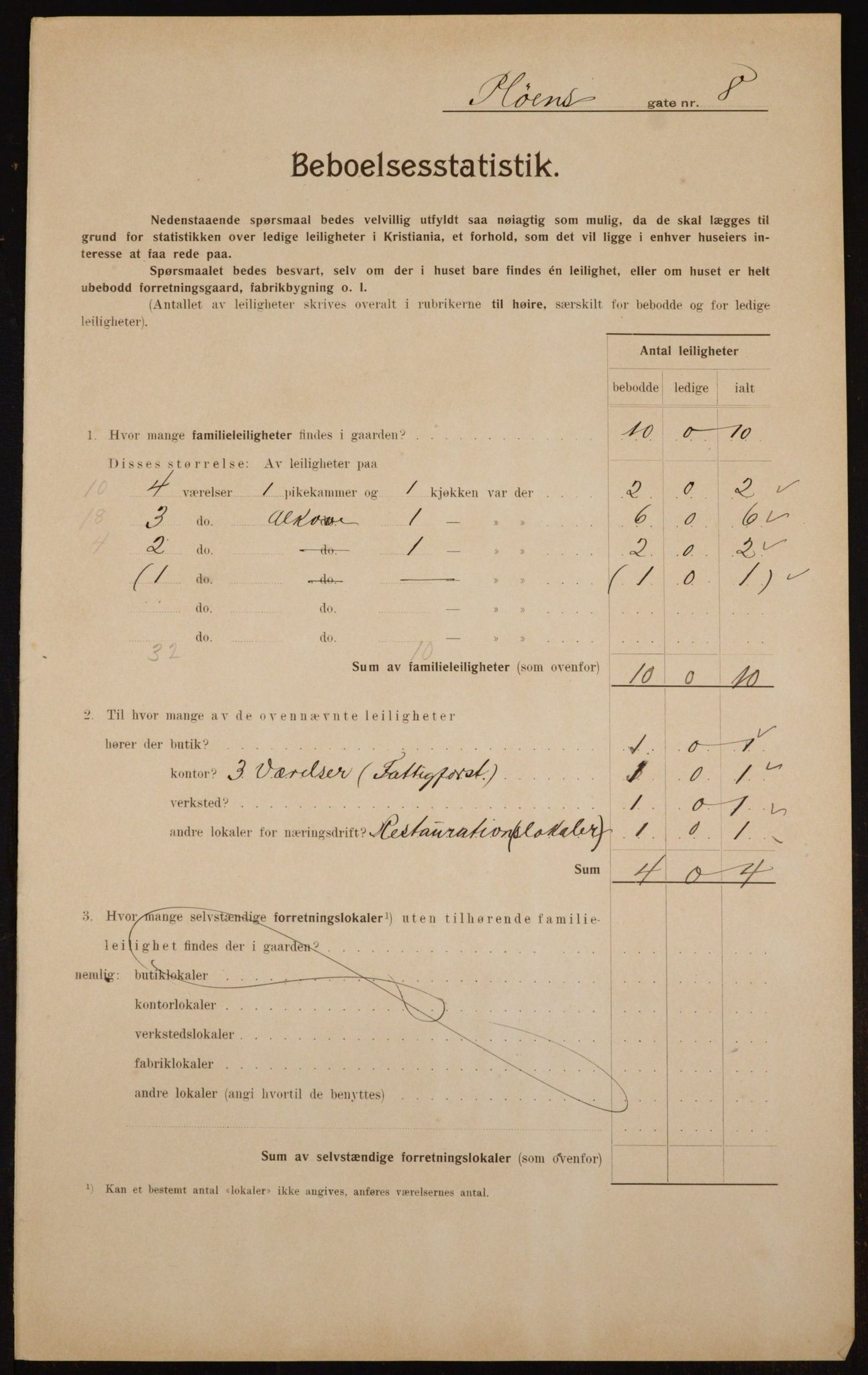 OBA, Municipal Census 1910 for Kristiania, 1910, p. 77651