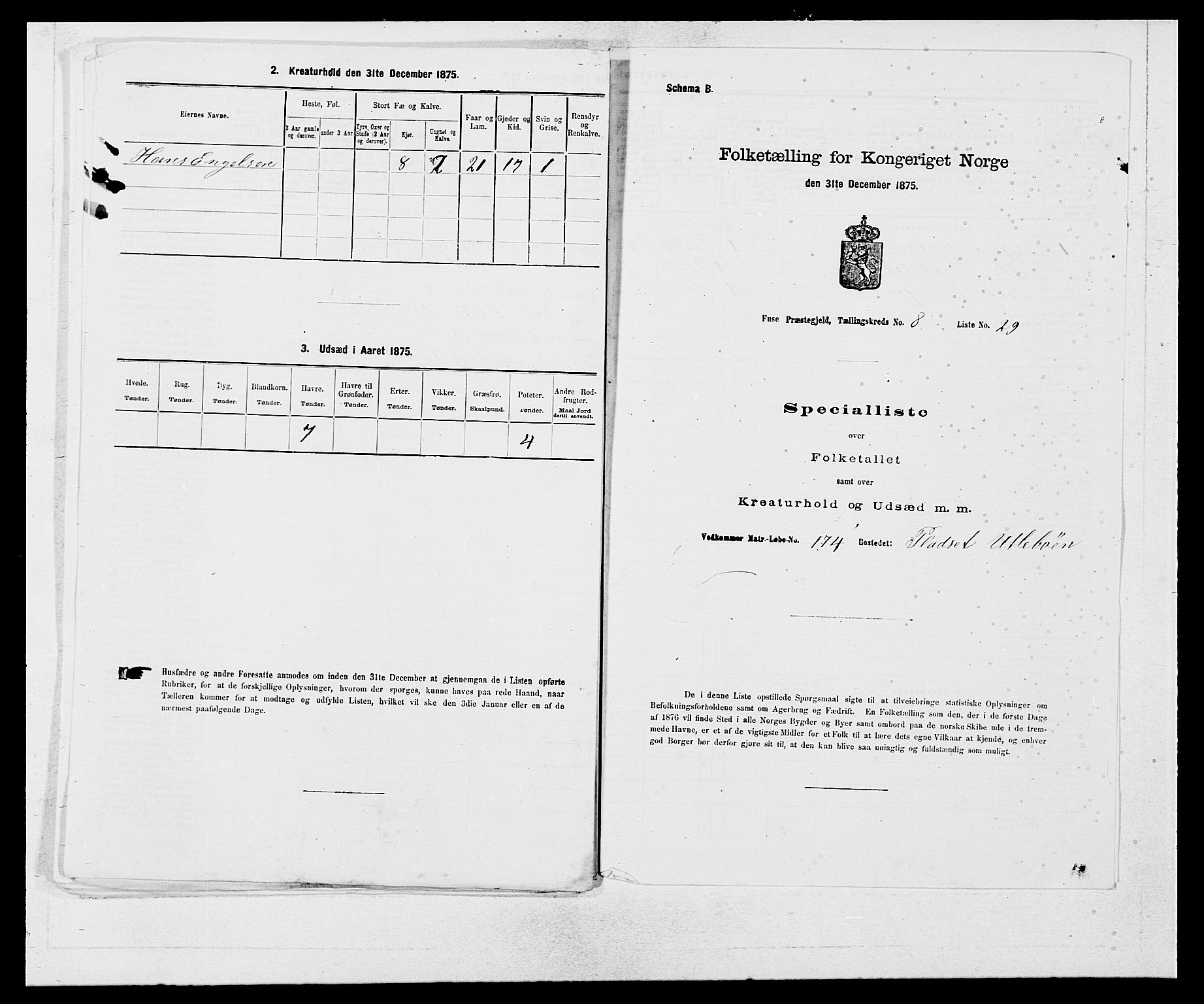 SAB, 1875 census for 1241P Fusa, 1875, p. 582