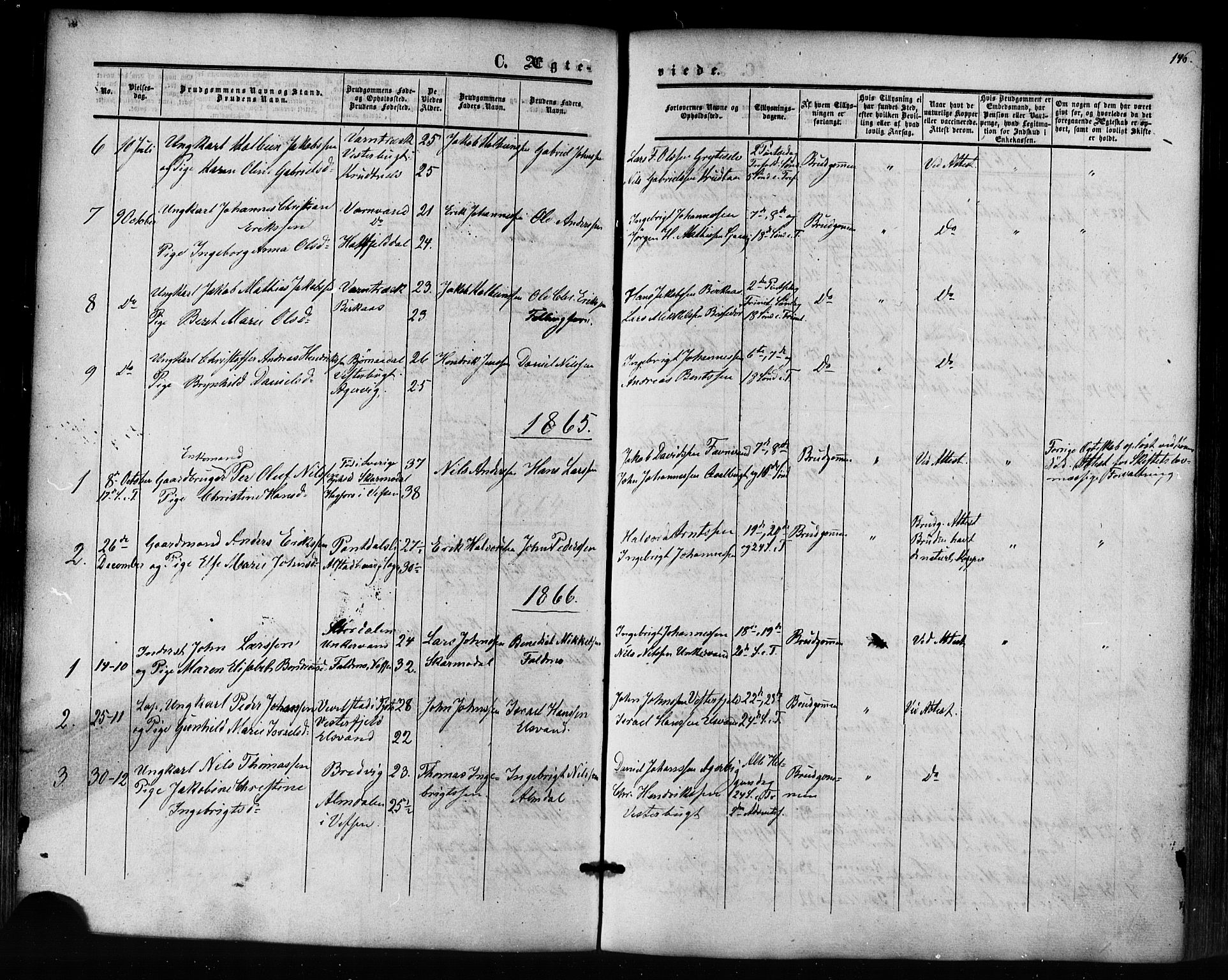 Ministerialprotokoller, klokkerbøker og fødselsregistre - Nordland, AV/SAT-A-1459/823/L0324: Parish register (official) no. 823A01, 1860-1878, p. 146