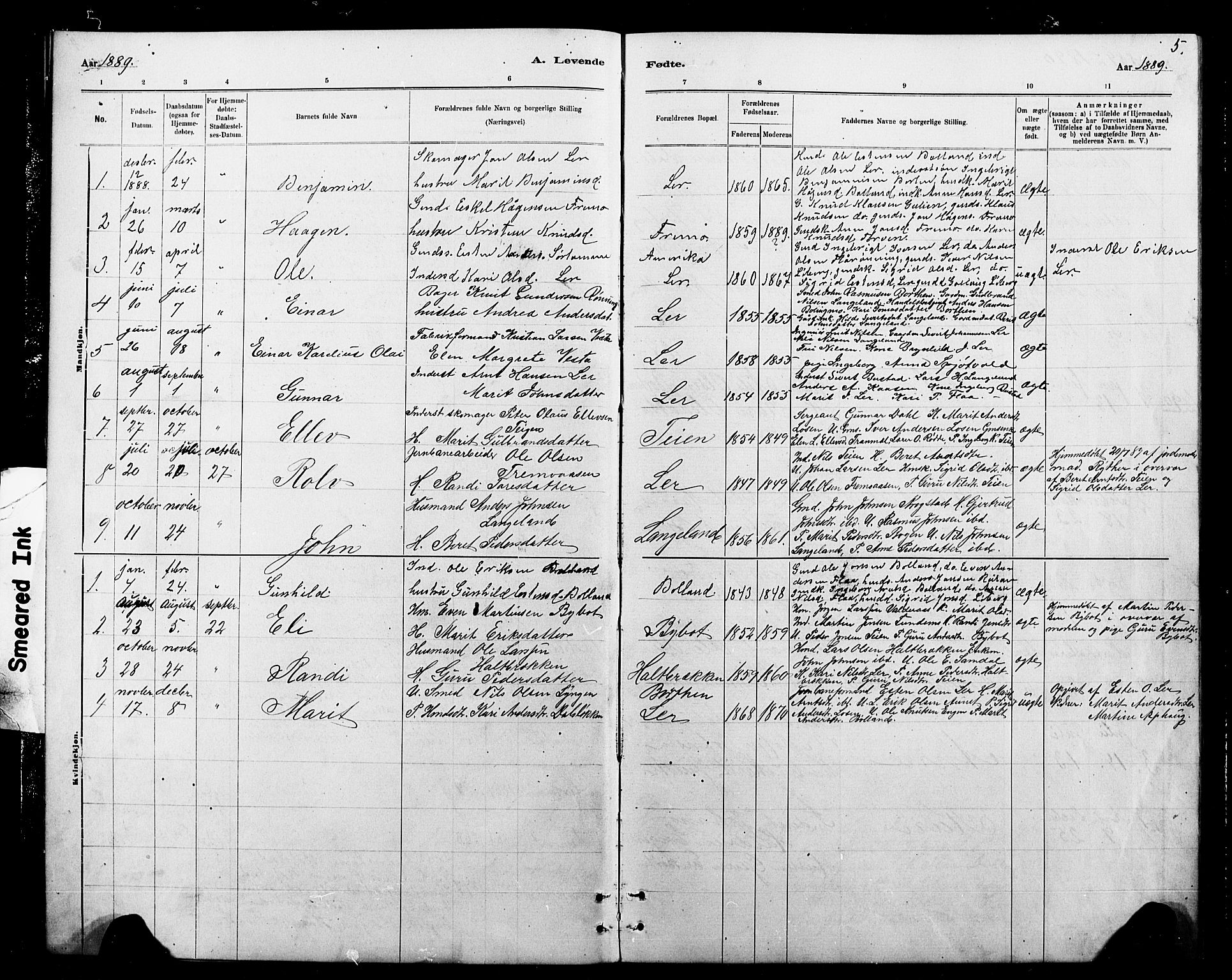 Ministerialprotokoller, klokkerbøker og fødselsregistre - Sør-Trøndelag, AV/SAT-A-1456/693/L1123: Parish register (copy) no. 693C04, 1887-1910, p. 5