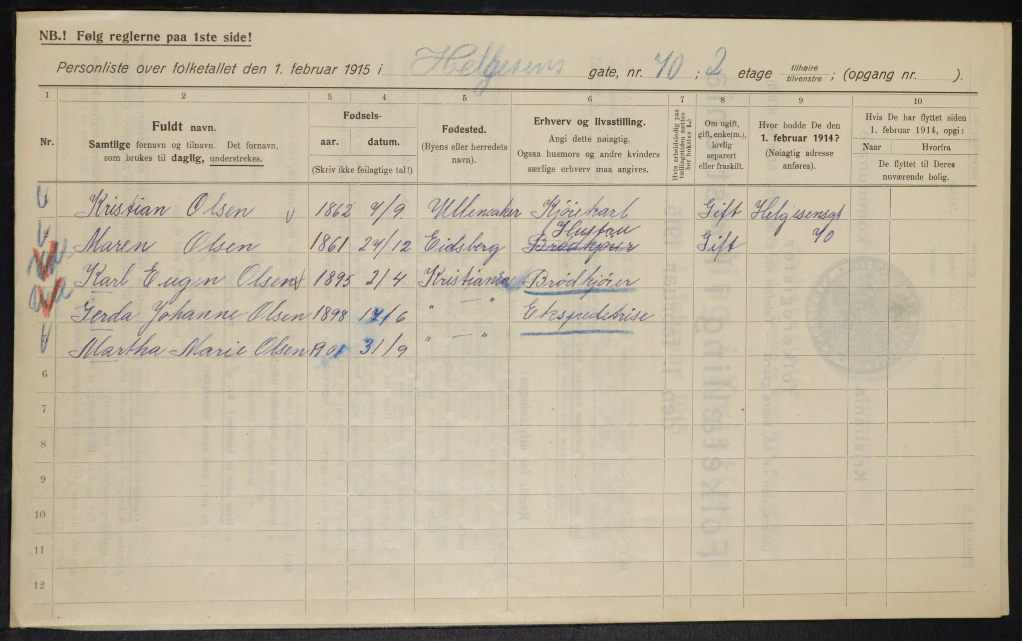 OBA, Municipal Census 1915 for Kristiania, 1915, p. 38057