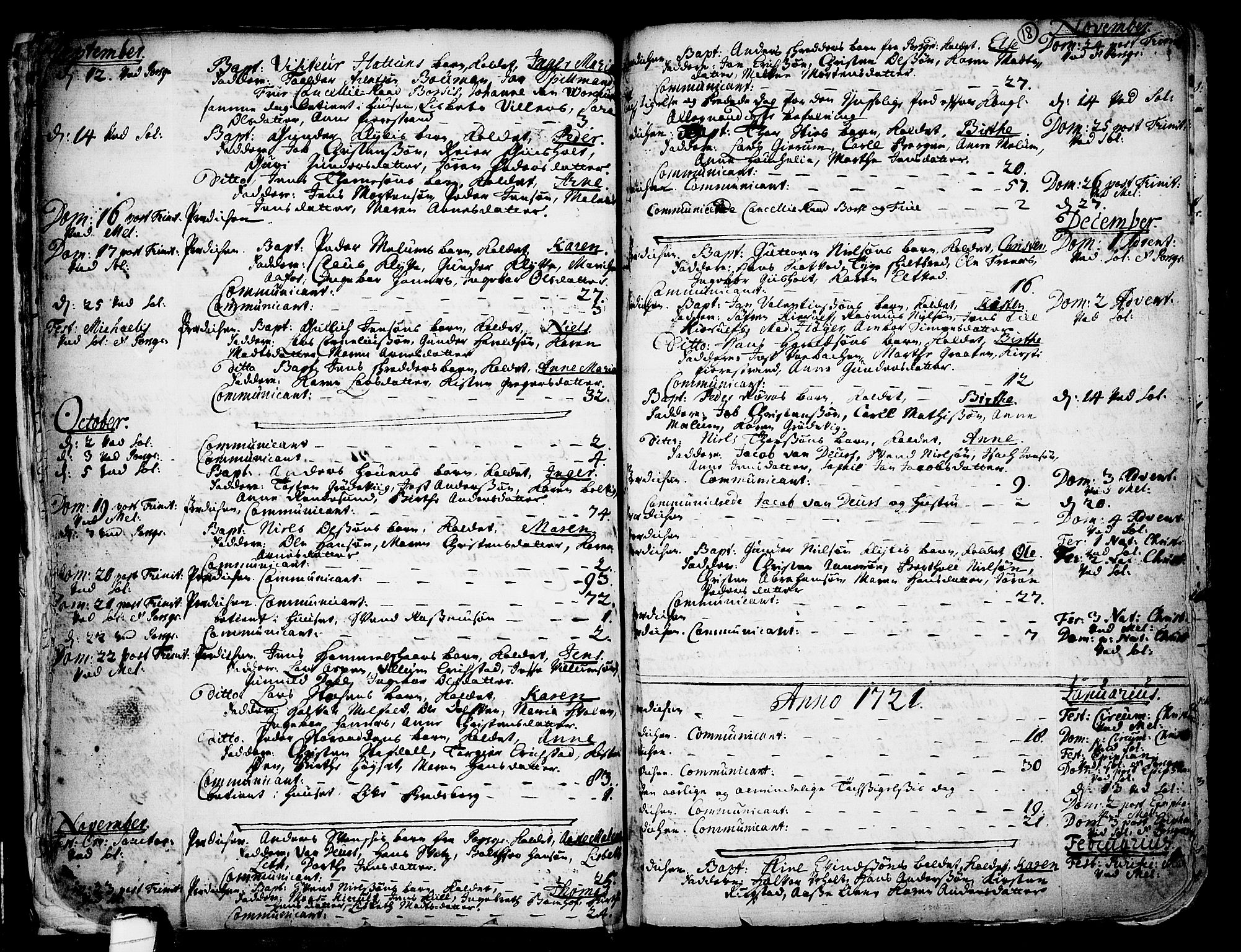 Solum kirkebøker, SAKO/A-306/F/Fa/L0002: Parish register (official) no. I 2, 1713-1761, p. 18