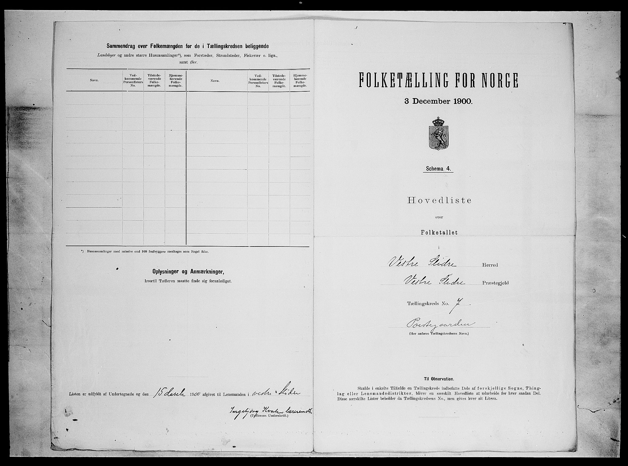 SAH, 1900 census for Vestre Slidre, 1900, p. 33