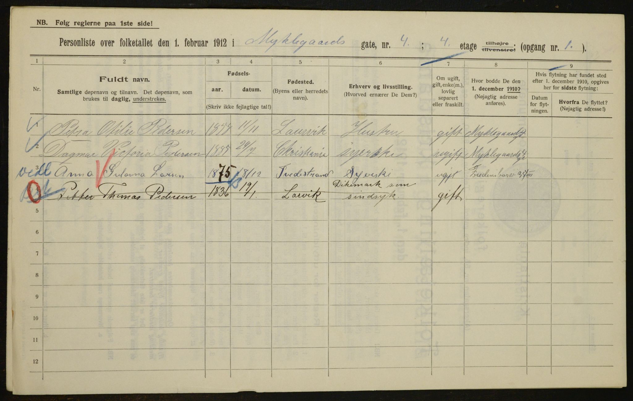 OBA, Municipal Census 1912 for Kristiania, 1912, p. 68840