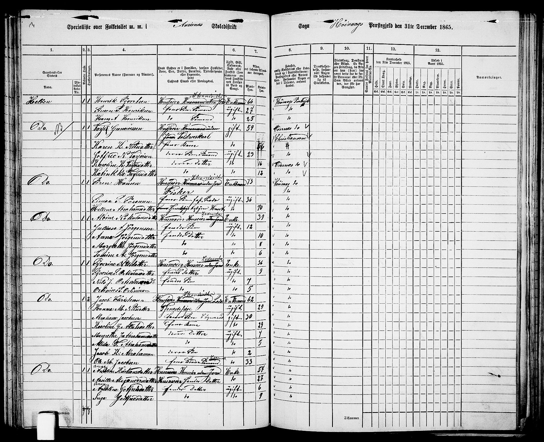 RA, 1865 census for Høvåg, 1865, p. 79