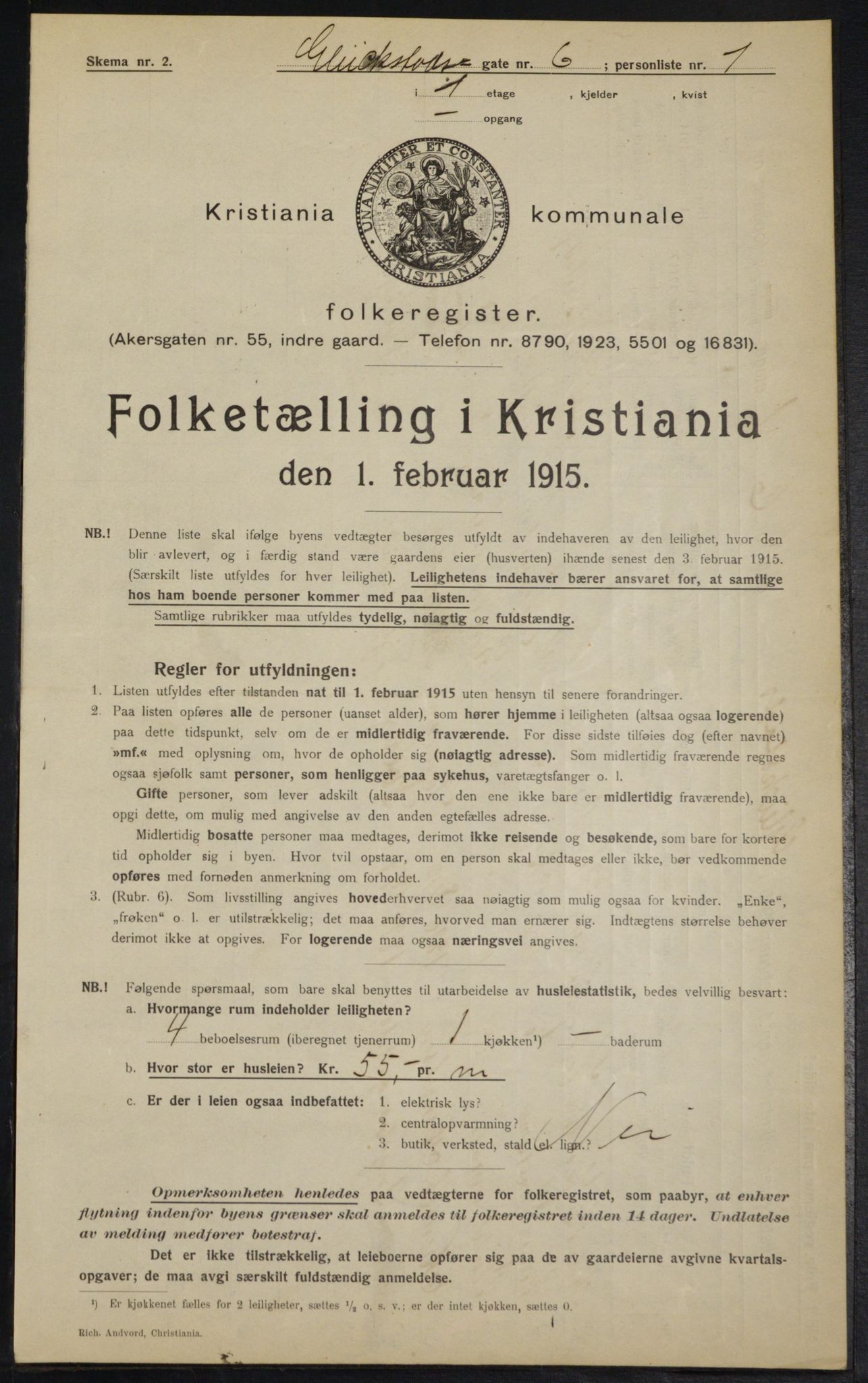 OBA, Municipal Census 1915 for Kristiania, 1915, p. 29155