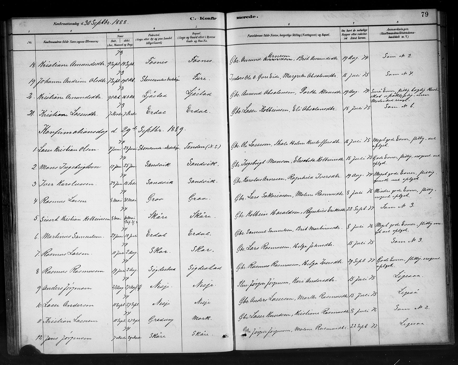 Stryn Sokneprestembete, AV/SAB-A-82501: Parish register (copy) no. C 3, 1881-1905, p. 79