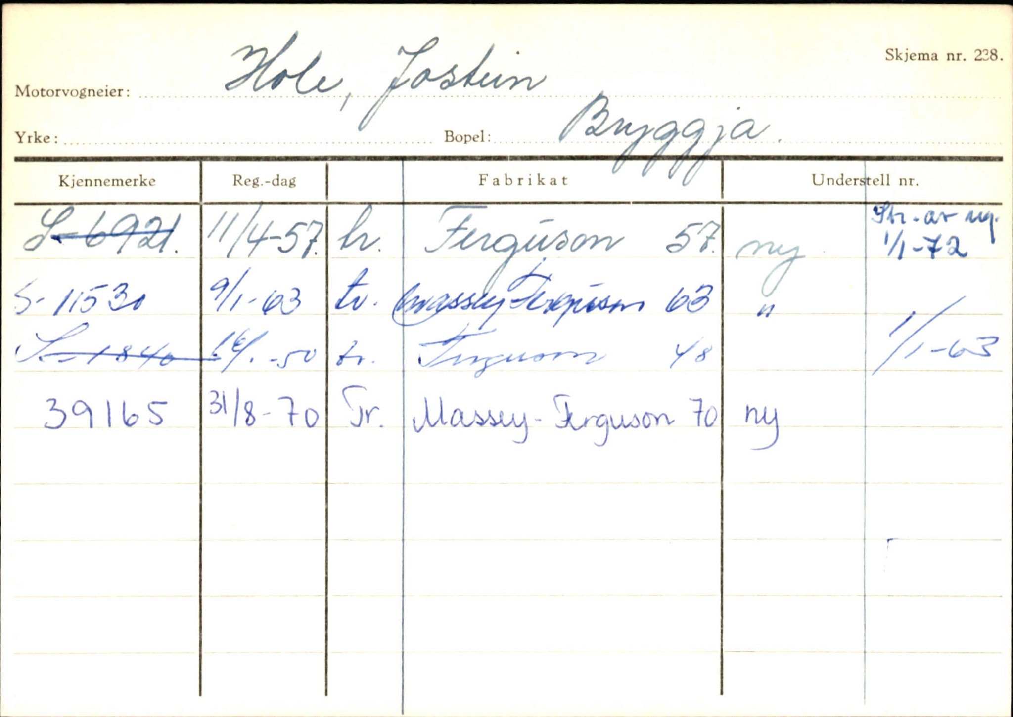 Statens vegvesen, Sogn og Fjordane vegkontor, AV/SAB-A-5301/4/F/L0144: Registerkort Vågsøy A-R, 1945-1975, p. 1073