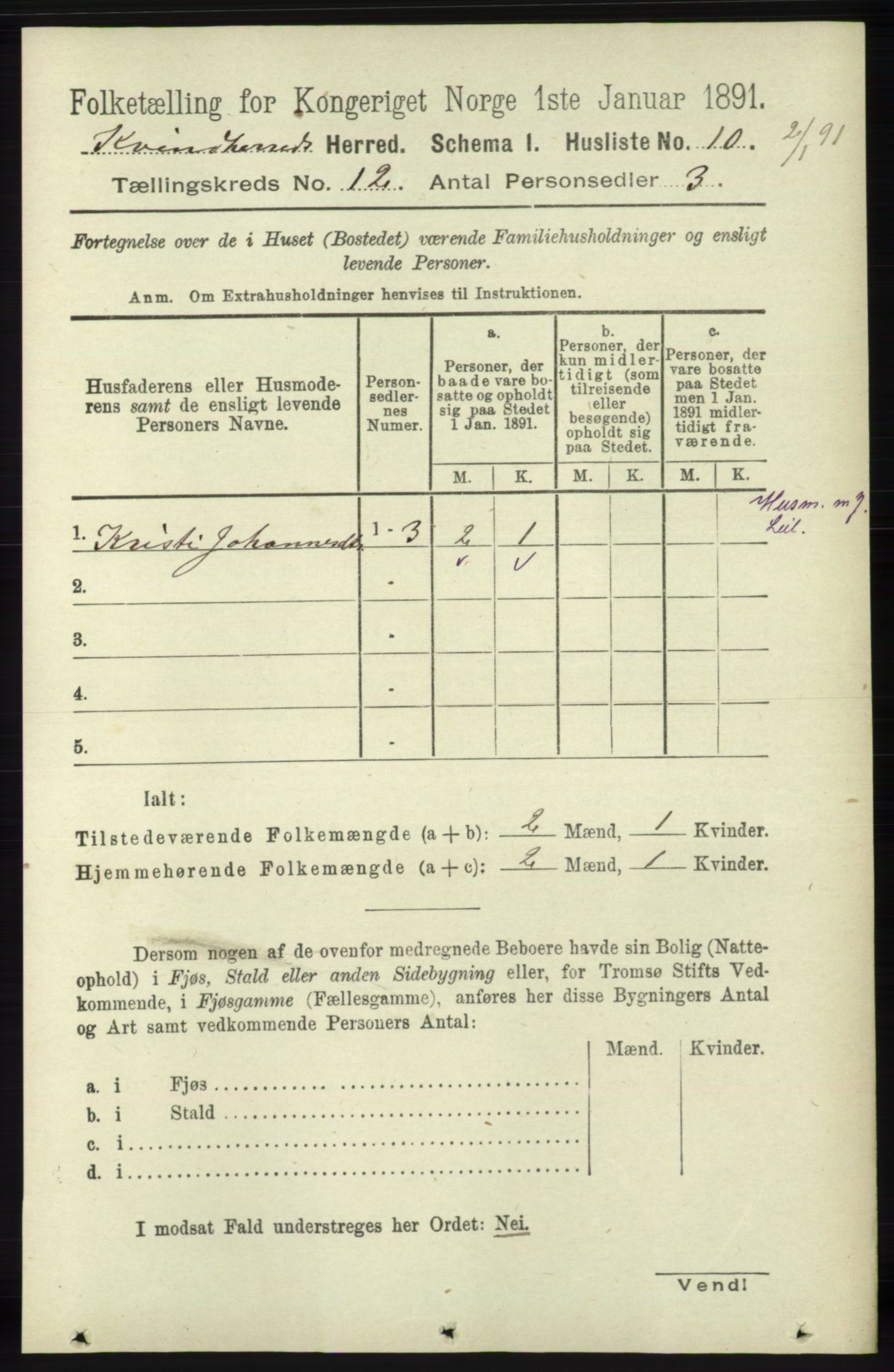 RA, 1891 census for 1224 Kvinnherad, 1891, p. 3929