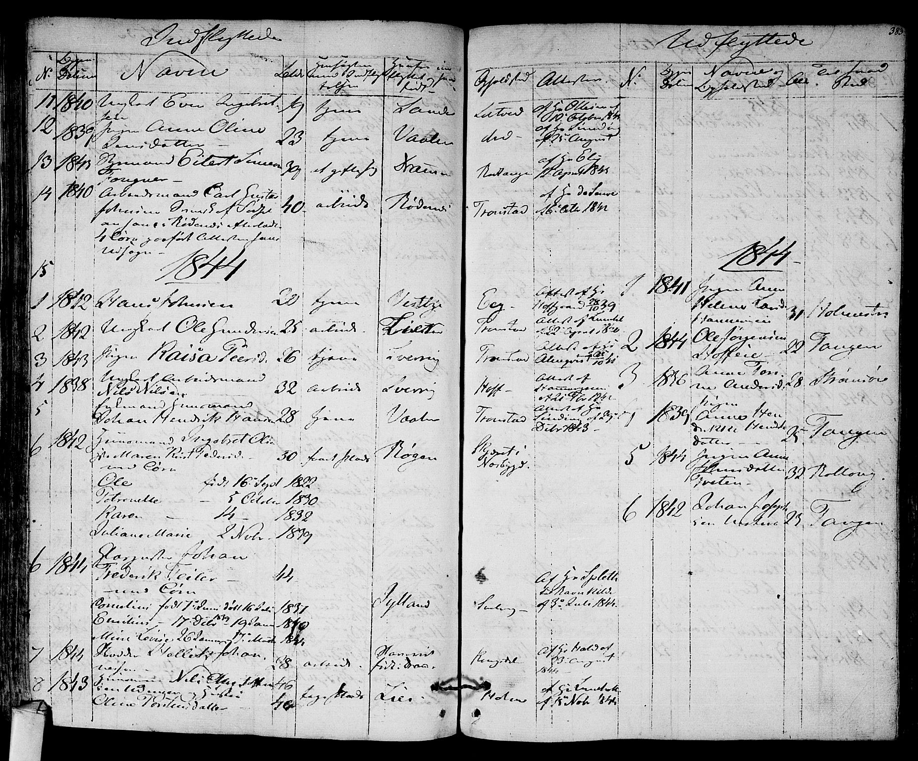 Hurum kirkebøker, SAKO/A-229/F/Fa/L0010: Parish register (official) no. 10, 1827-1846, p. 383