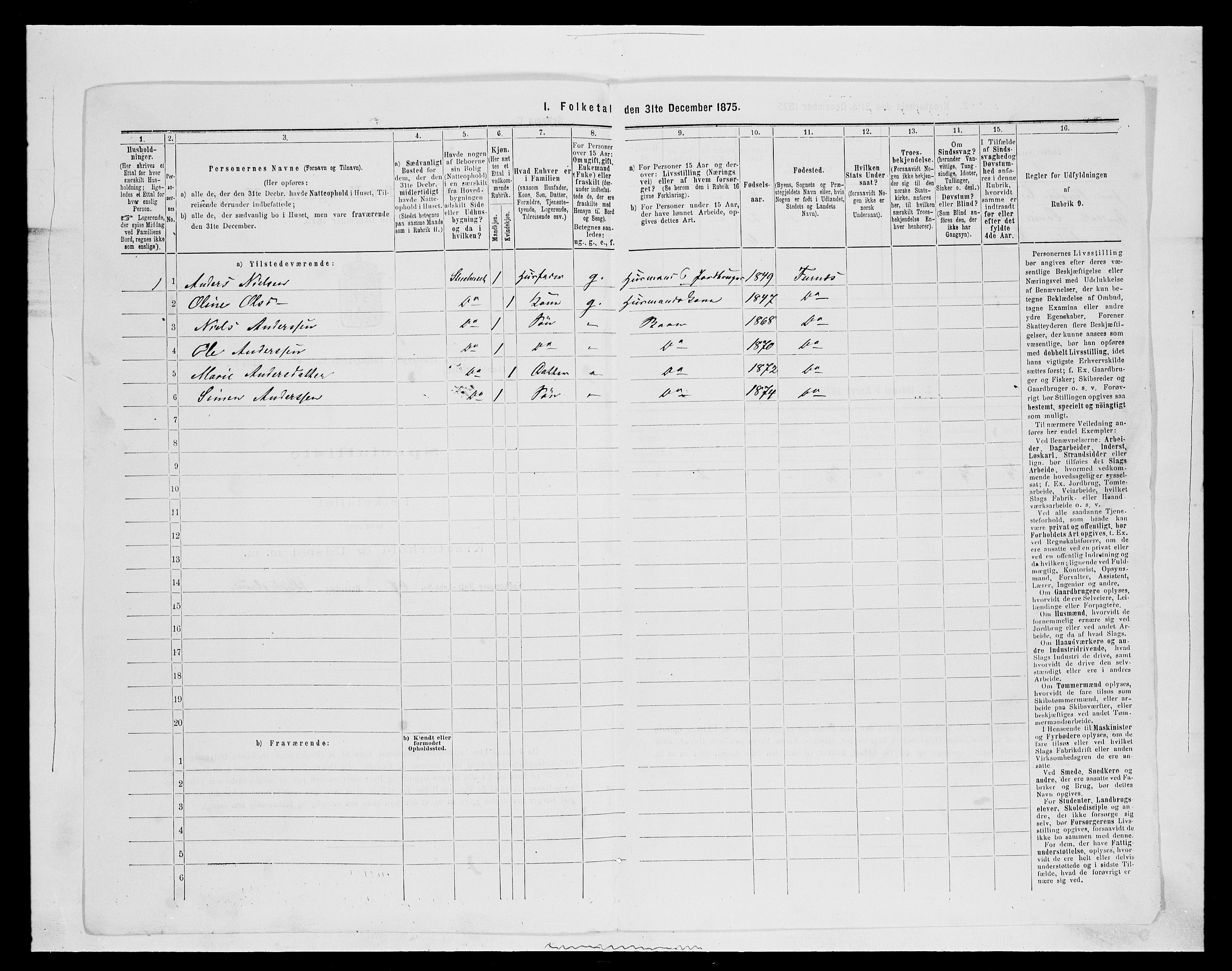 SAH, 1875 census for 0414L Vang/Vang og Furnes, 1875, p. 1082